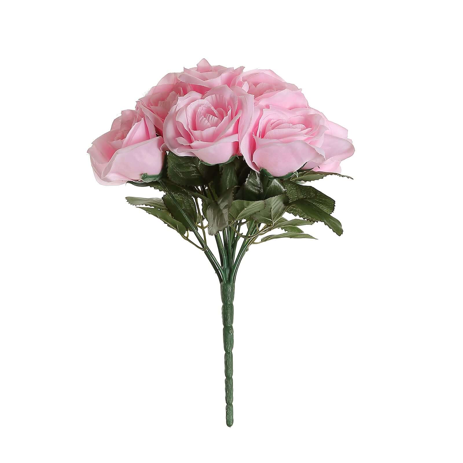 Pink Artificial Velvet-Like Rose Flower Bouquet 12" - Image 6
