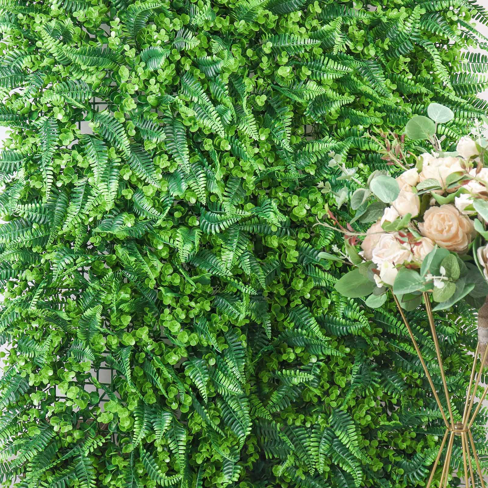 Artificial Boston Fern Eucalyptus Boxwood Greenery Garden Wall, Grass Backdrop Mat, Indoor/Outdoor UV Protected Assorted Foliage 4 Panels 12 Sq. ft. - Image 6