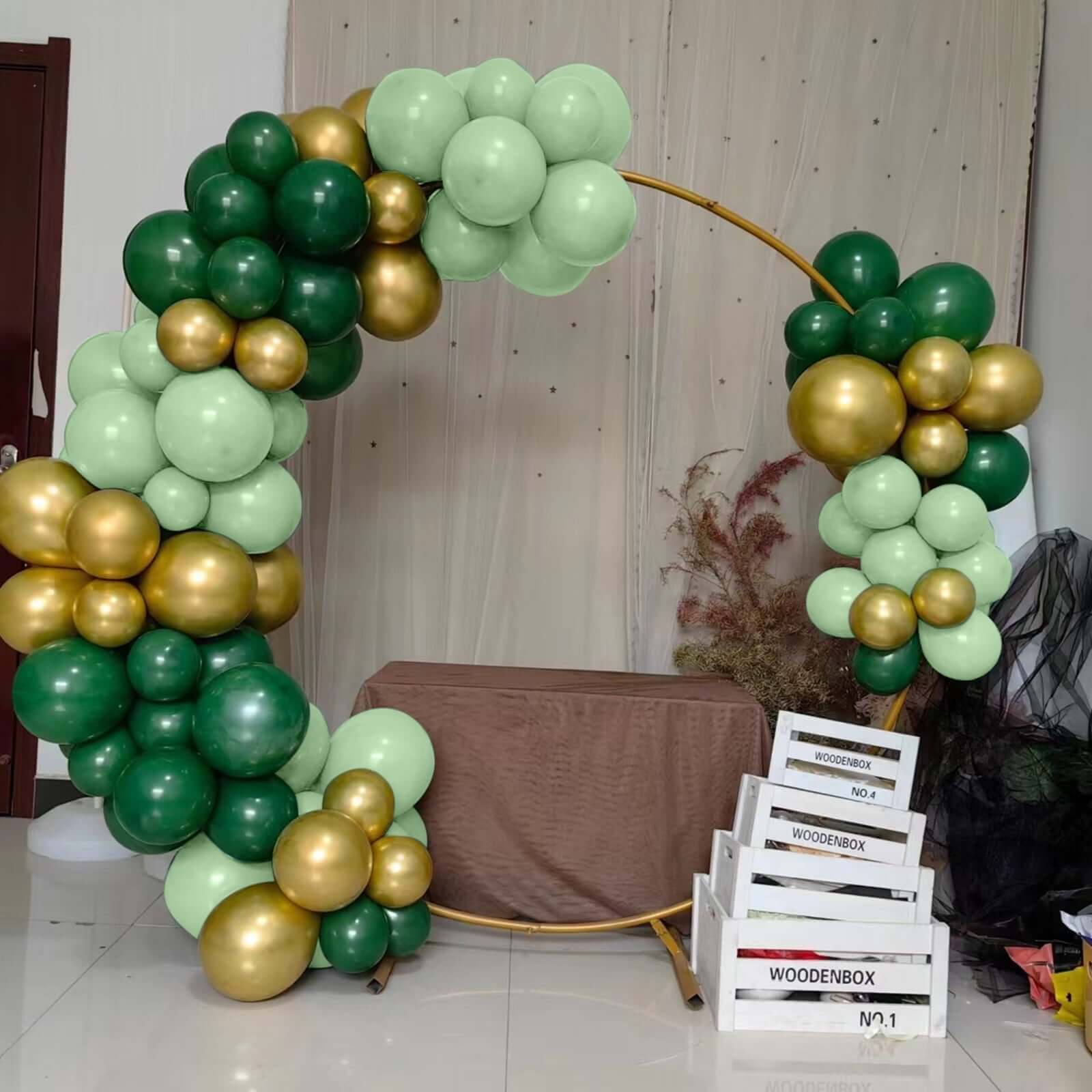 120 Pack Assorted Gold Green DIY Balloon Garland Kit, Latex Party Balloon Arch Decorations - Gold / Hunter Emerald Green / Sage Green - Image 2