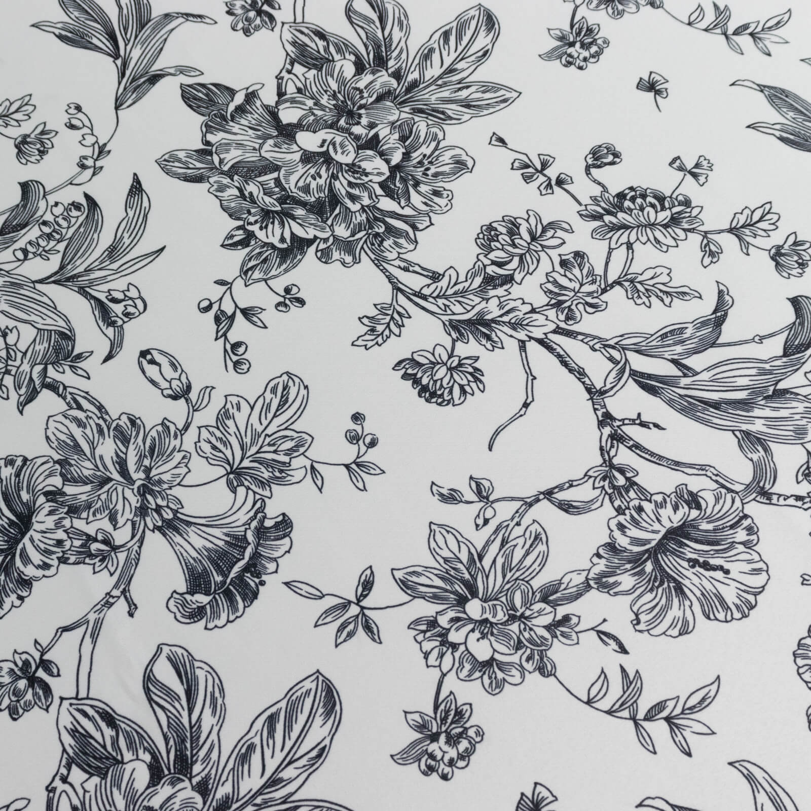 Polyester Round Tablecloth 120" White with Black French Toile Pattern - Sophisticated Table Cover for Chic Weddings & Events - Image 6