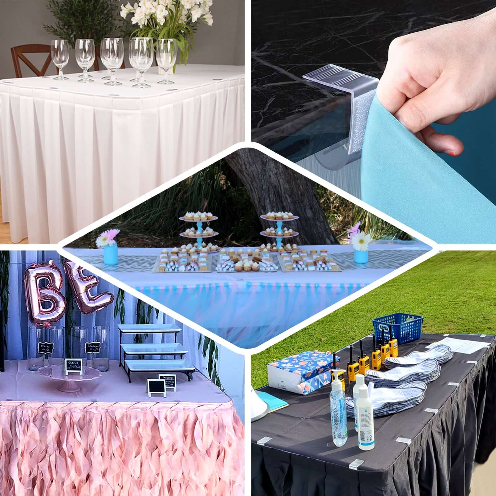 12pcs Adjustable Large Plastic Table Skirt Clips 1.2" - Image 5