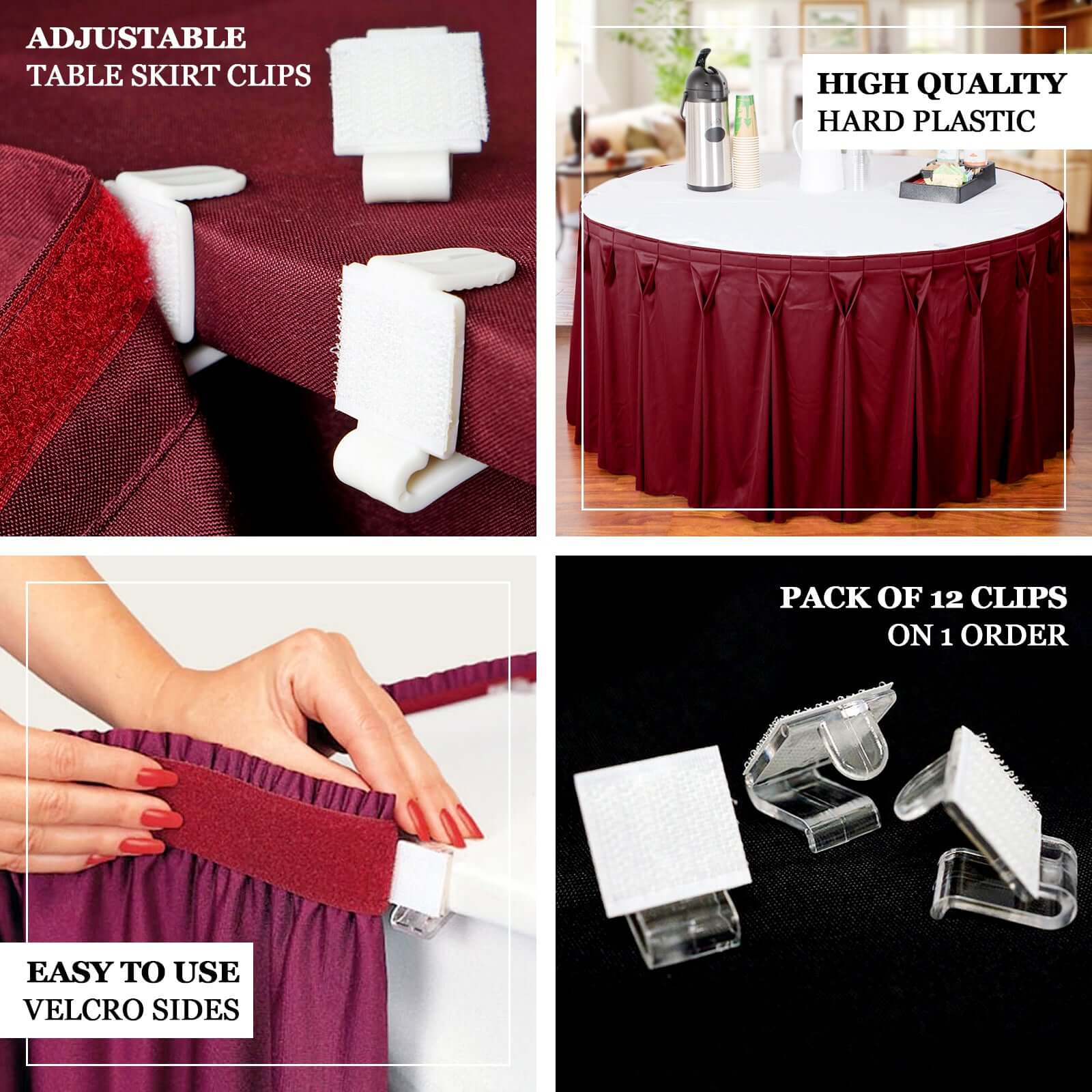 12pcs Adjustable Large Plastic Table Skirt Clips 3" - Image 4