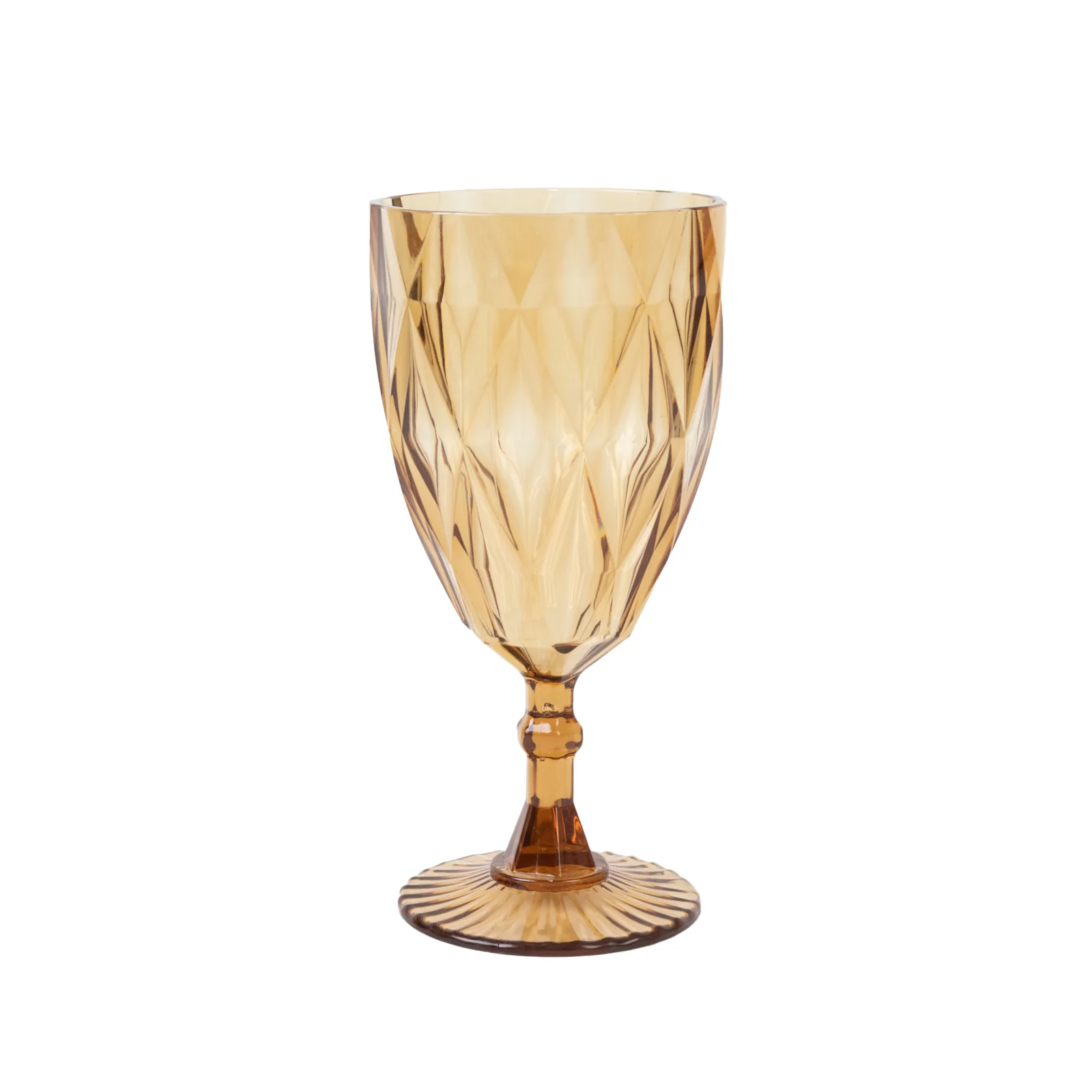 12 Pack Diamond Cut Vintage Plastic Wine Goblets – Amber Gold 11oz Embossed Reusable Drink & Cocktail Glasses - Image 2