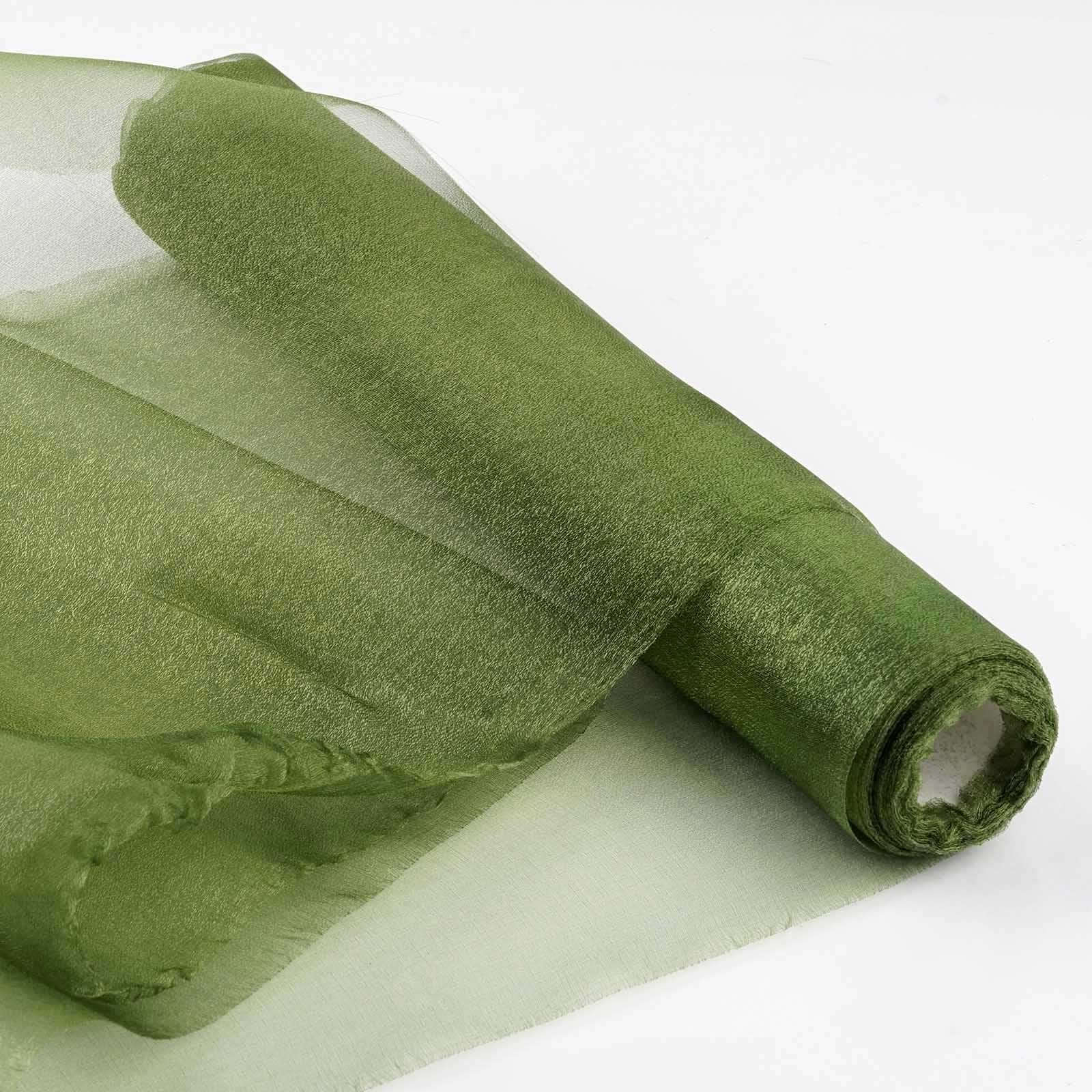 Olive Green Sheer Chiffon Fabric Bolt, DIY Voile Drapery Fabric 12"x10yd - Image 3