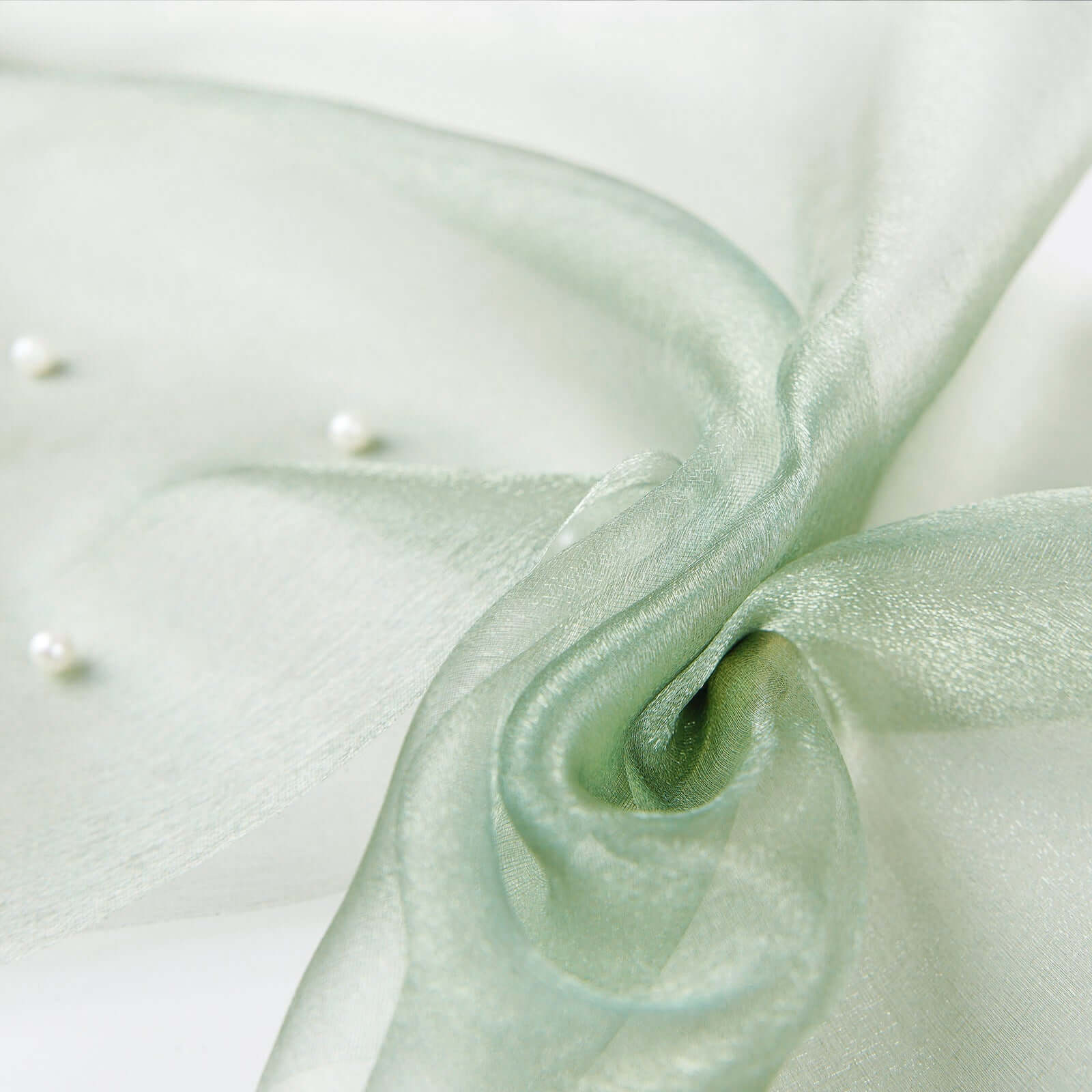 Sage Green Sheer Chiffon Fabric Bolt, DIY Voile Drapery Fabric 12"x10yd - Image 2