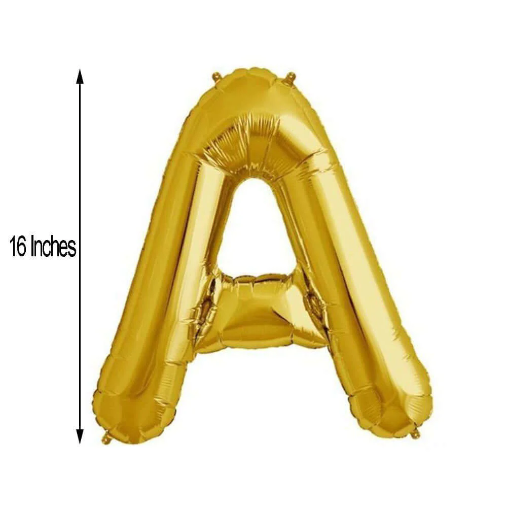 13" Matte Gold Letter and Number Balloons, Mylar Foil Balloons - Image 3