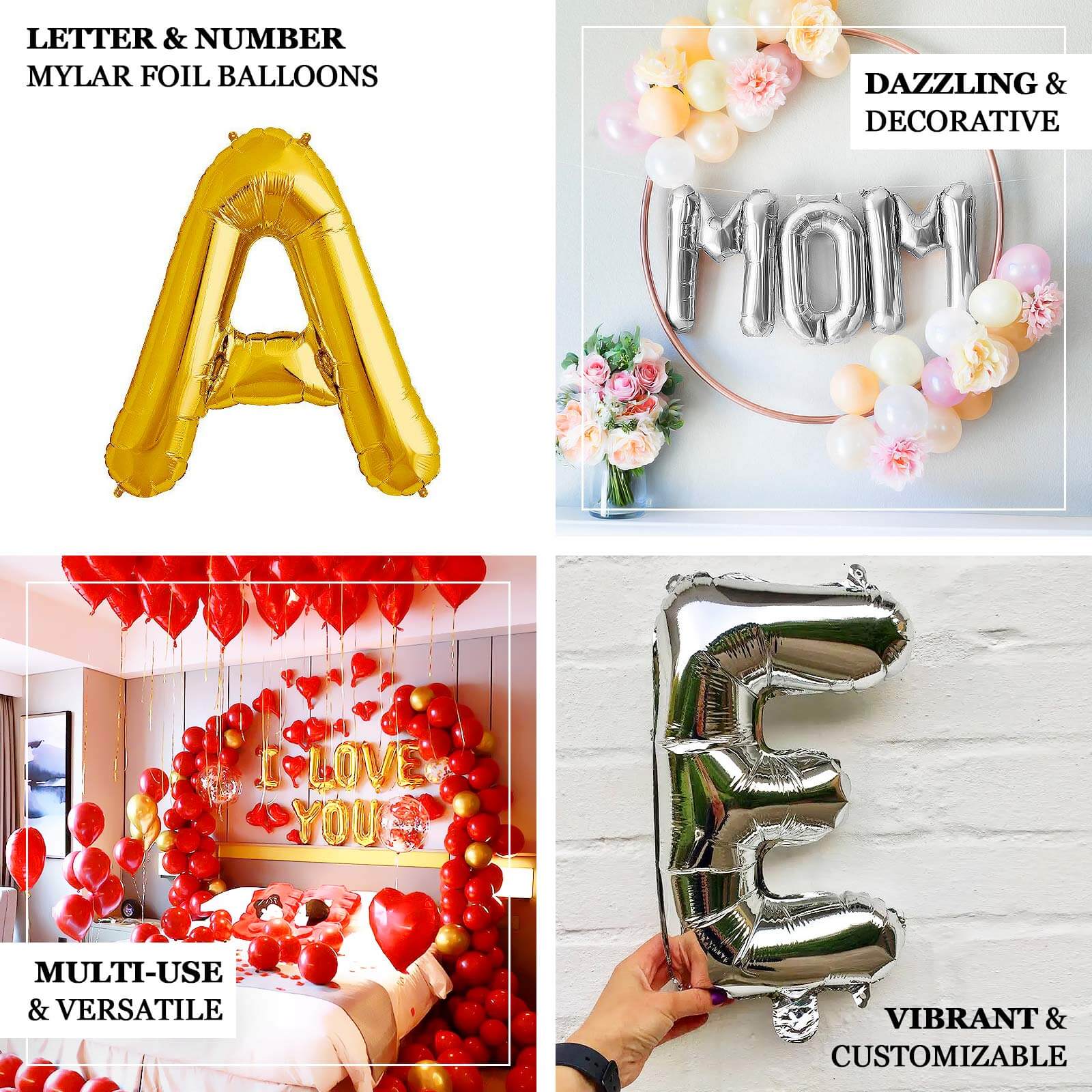 13" Matte Gold Letter and Number Balloons, Mylar Foil Balloons - Image 4