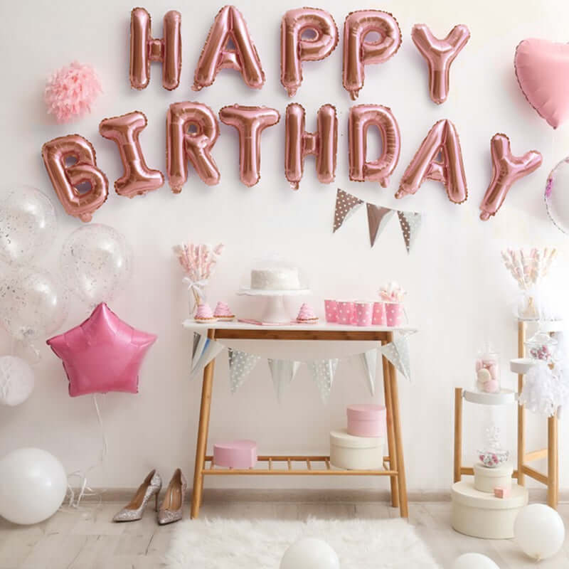 13" Rose Gold Letter Balloons, Metallic Mylar Foil Alphabet Balloons