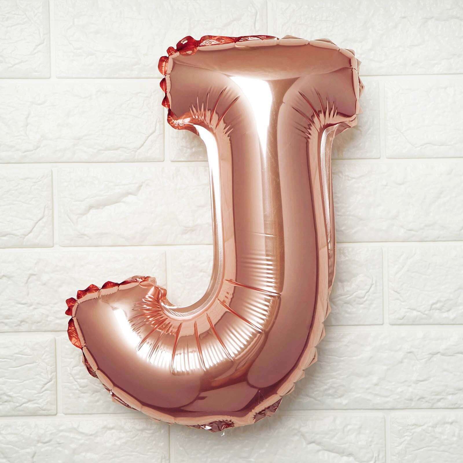 13" Rose Gold Letter Balloons, Metallic Mylar Foil Alphabet Balloons - Image 15