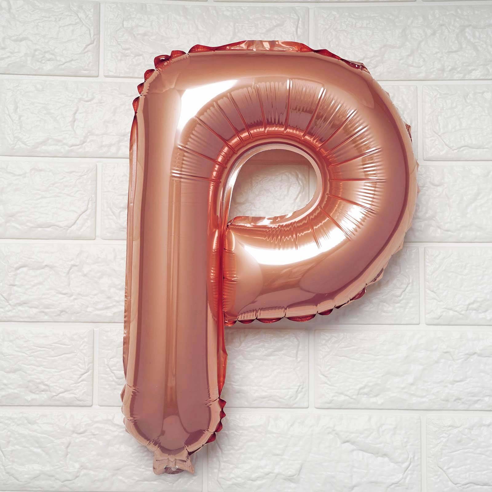 13" Rose Gold Letter Balloons, Metallic Mylar Foil Alphabet Balloons - Image 21