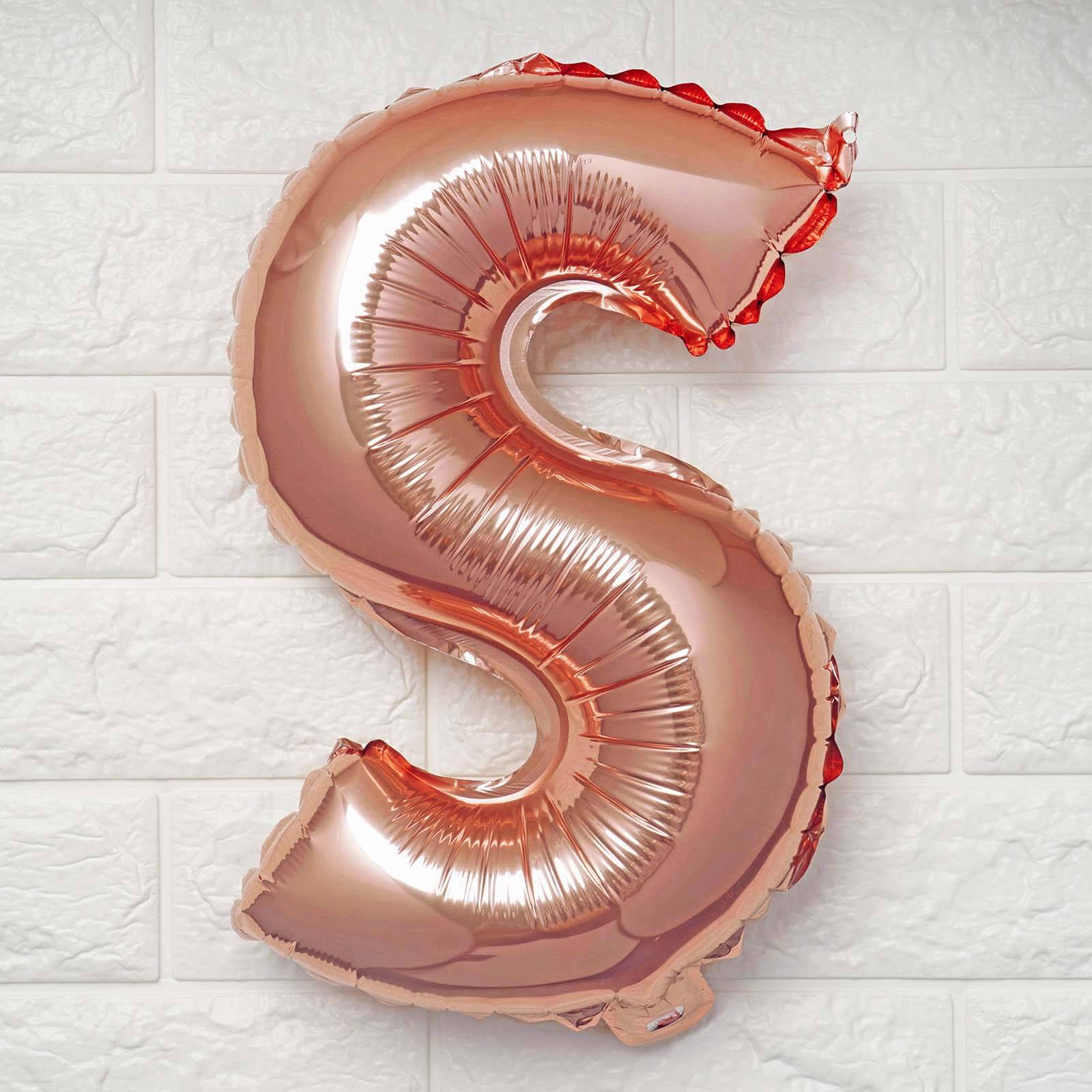 13" Rose Gold Letter Balloons, Metallic Mylar Foil Alphabet Balloons - Image 24