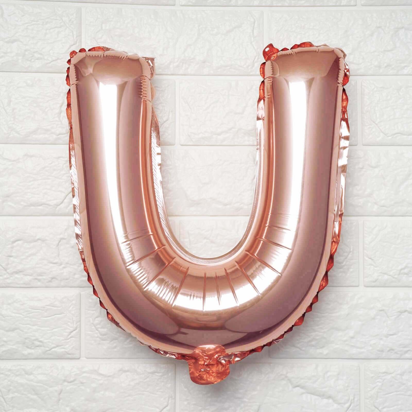 13" Rose Gold Letter Balloons, Metallic Mylar Foil Alphabet Balloons - Image 26