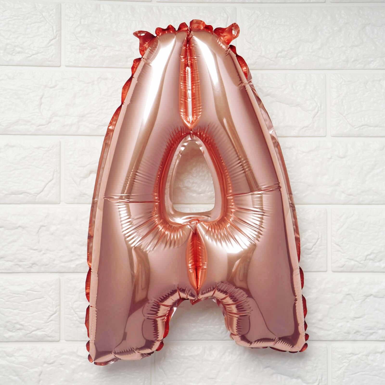 13" Rose Gold Letter Balloons, Metallic Mylar Foil Alphabet Balloons - Image 5