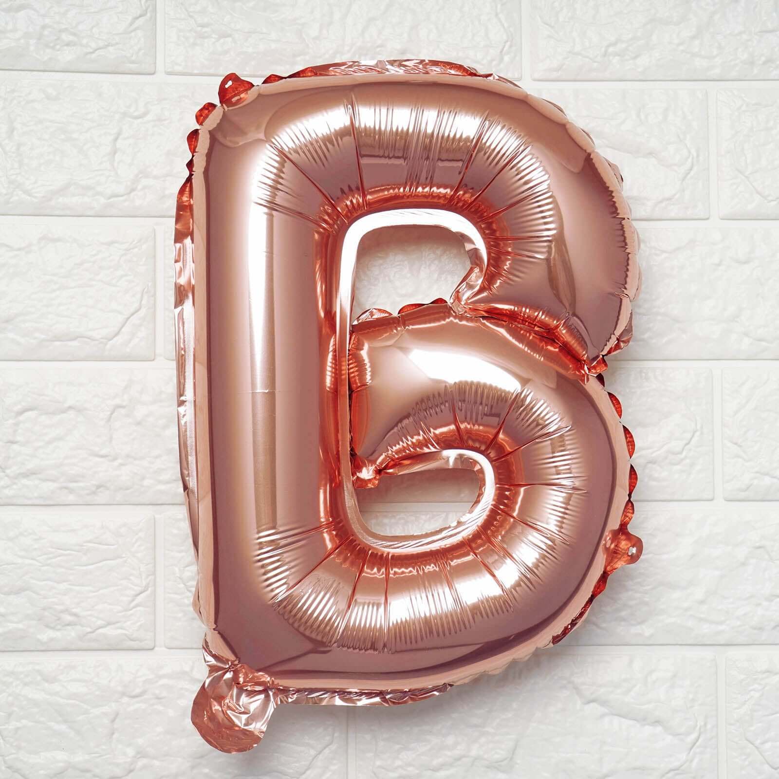 13" Rose Gold Letter Balloons, Metallic Mylar Foil Alphabet Balloons - Image 6