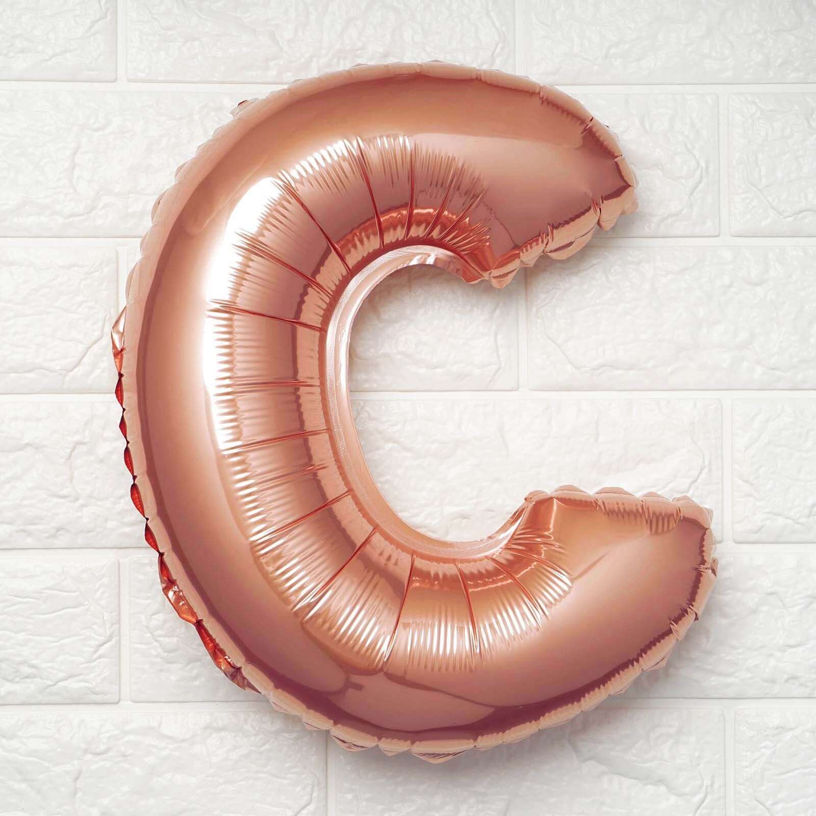 13" Rose Gold Letter Balloons, Metallic Mylar Foil Alphabet Balloons - Image 7