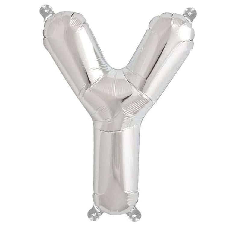 13" Silver Letter & Number Balloons, Shiny Metallic Mylar Foil Alphabet Balloons - Image 35