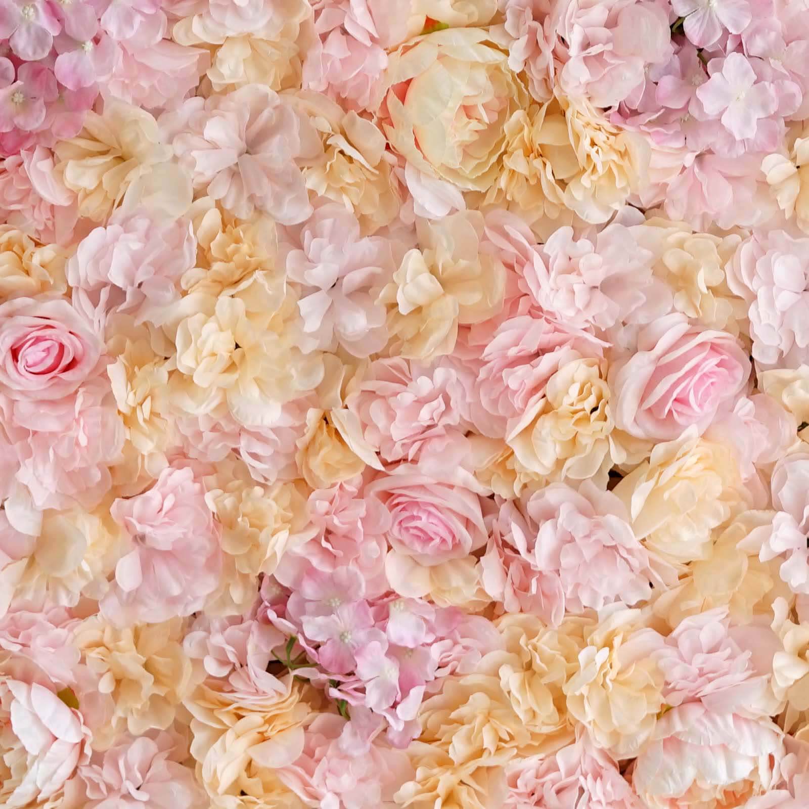 Pink Champagne UV Protected Assorted Flower Wall Mat Backdrop 4 Artificial Panels 13 Sq ft. - Image 2
