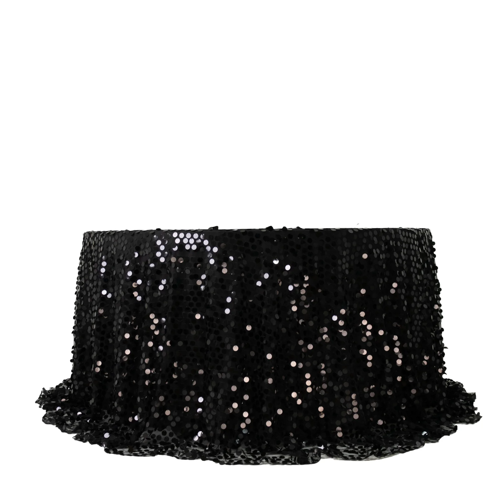 Sequin Round Tablecloth 132" Black - Big Payette Table Cover - Image 7