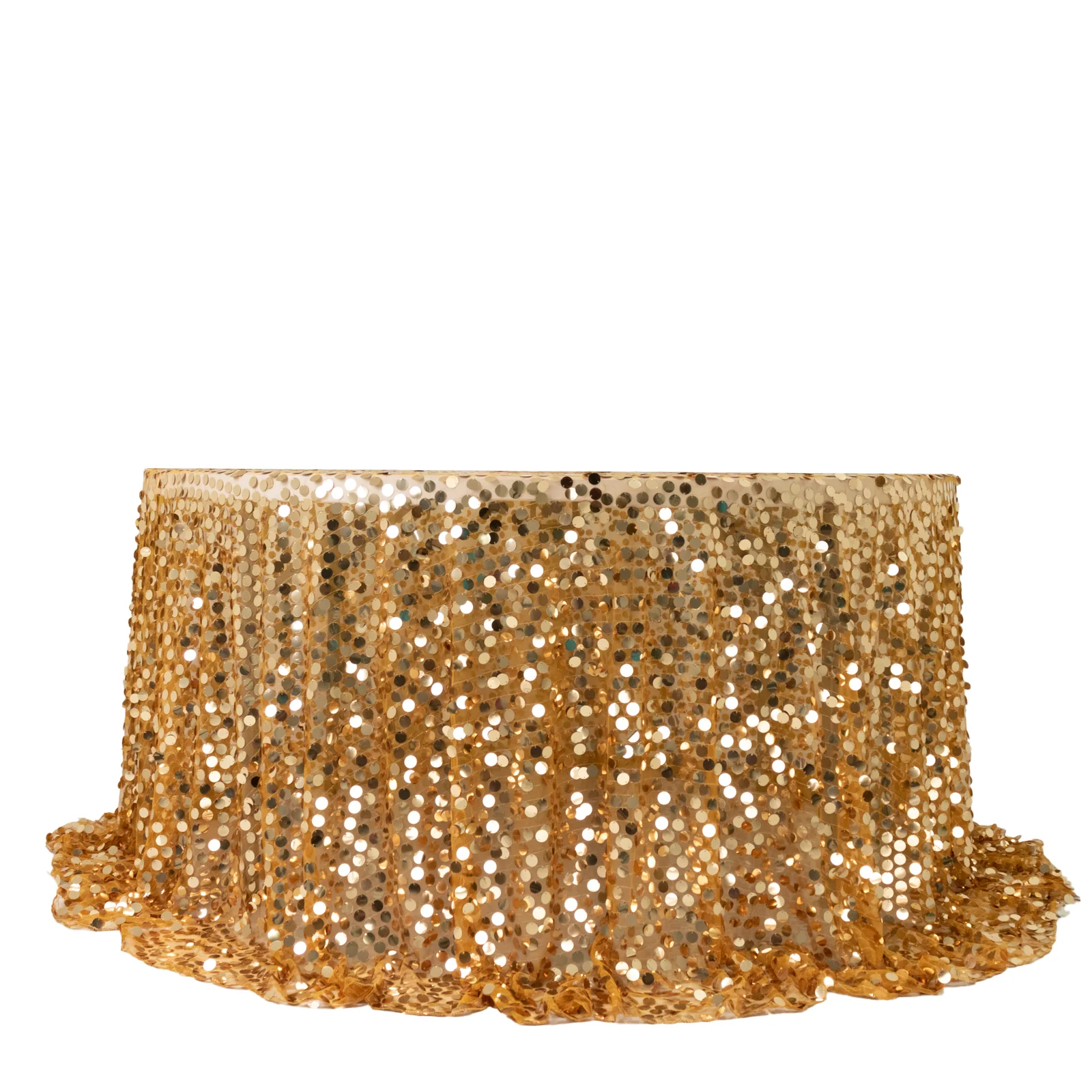 Sequin Round Tablecloth 132" Gold - Big Payette Table Cover - Image 8