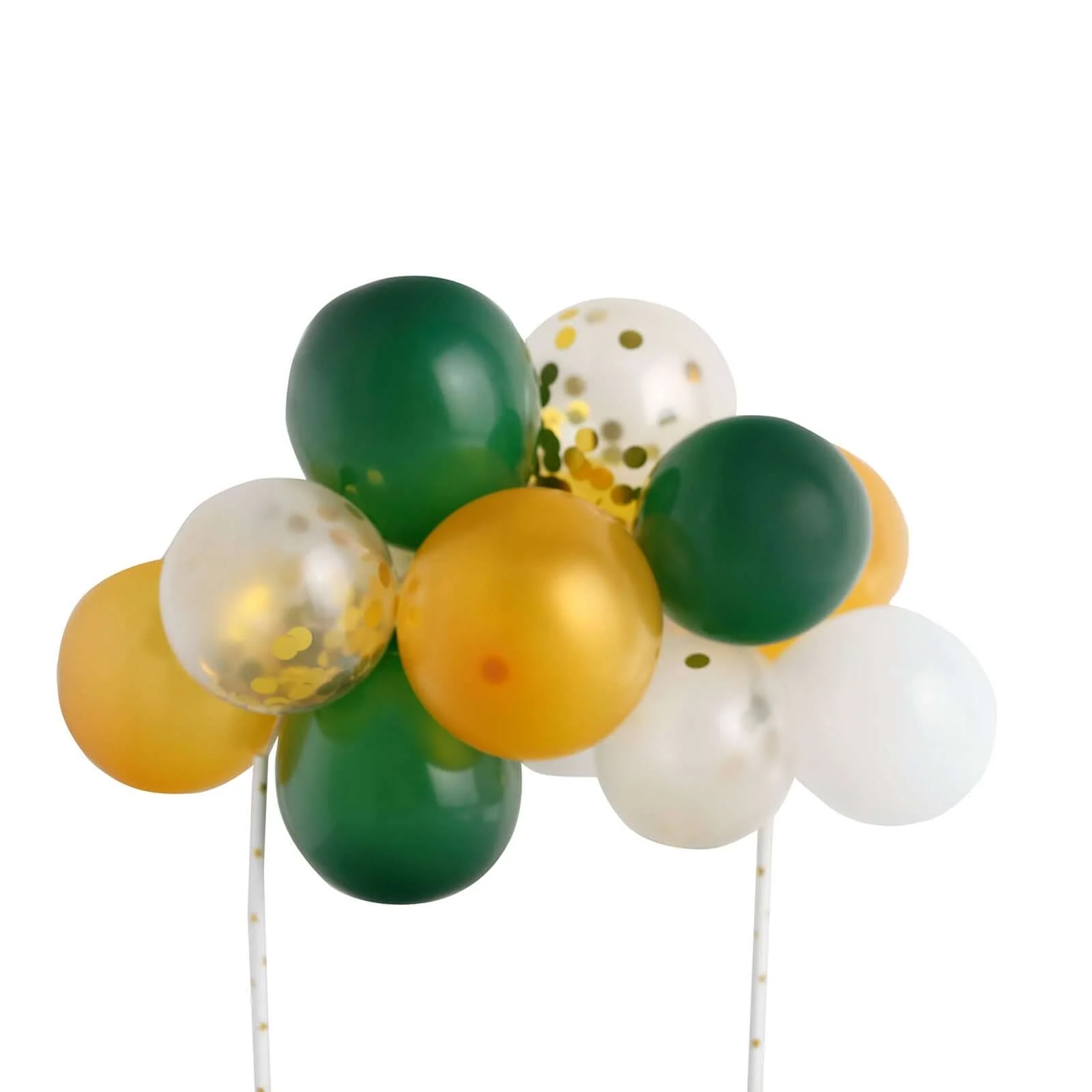 14 Pcs Confetti Balloon Cake Topper Clear, Gold, Hunter Green and White - Vibrant Clustered Mini Garland Cake Inserts for DIY Party Decorations - Image 7