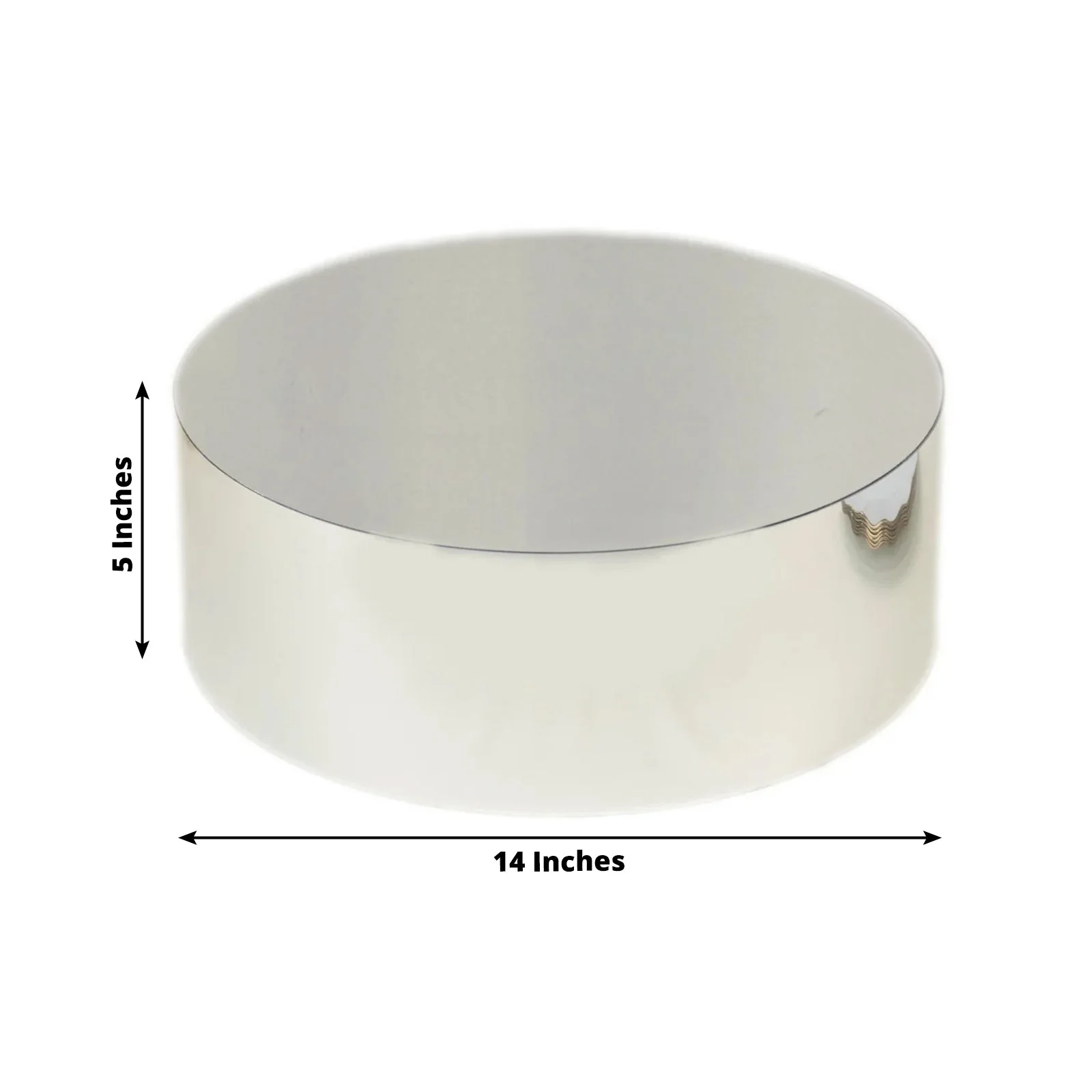 Acrylic Cake Stand 14" Round Display Box Mirror Finish Silver - Fillable Pedestal Riser with Hollow Bottom - Image 3