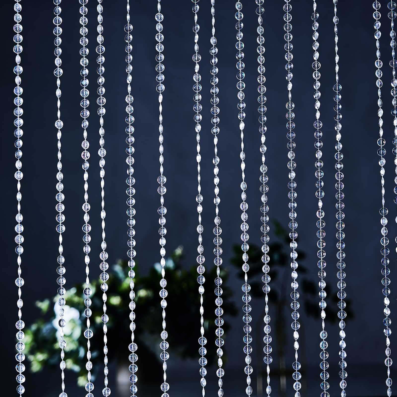 15 Strands Crystal Beaded Ceiling Garland String Drape Curtains and Hanging Kit 15ft - Image 2