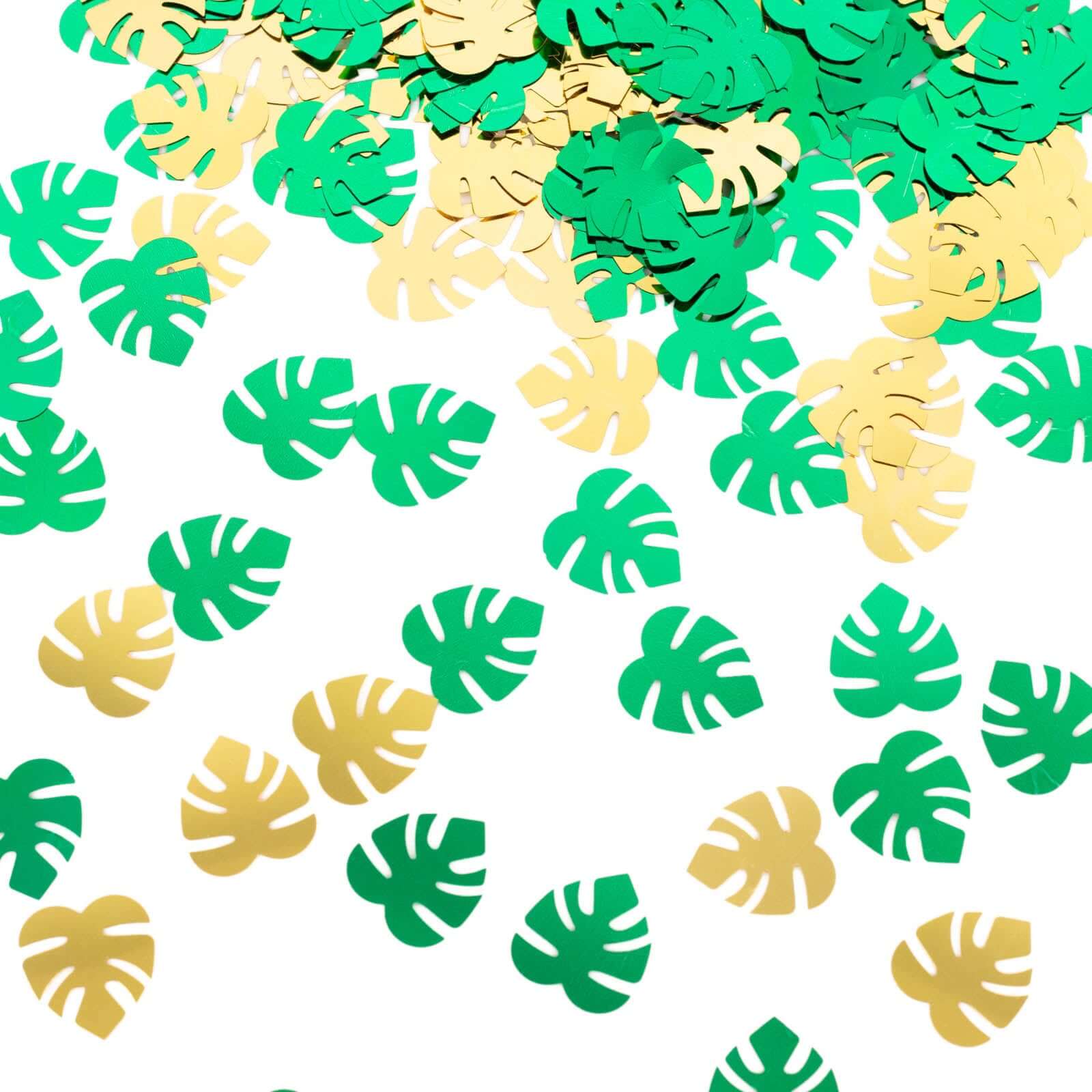 15G Bag Metallic Green and Gold Tropical Palm Leaf Table Confetti, Shiny Monstera Leaves Party Scatters - Vibrant and Eye-Catching Design - Image 11