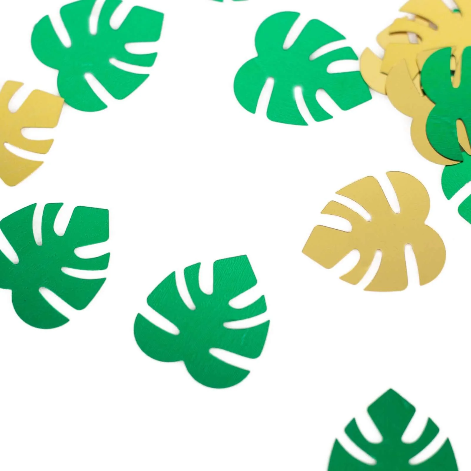 15G Bag Metallic Green and Gold Tropical Palm Leaf Table Confetti, Shiny Monstera Leaves Party Scatters - Vibrant and Eye-Catching Design - Image 12