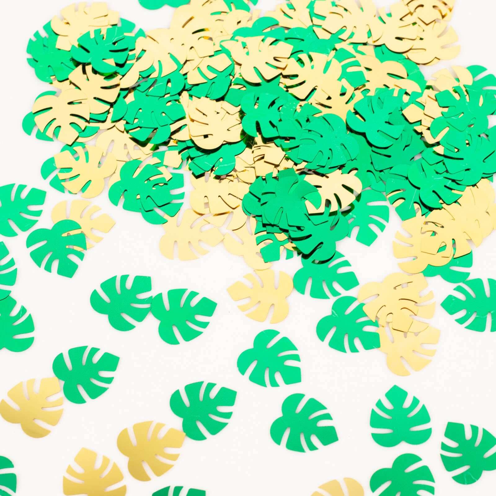 15G Bag Metallic Green and Gold Tropical Palm Leaf Table Confetti, Shiny Monstera Leaves Party Scatters - Vibrant and Eye-Catching Design - Image 13