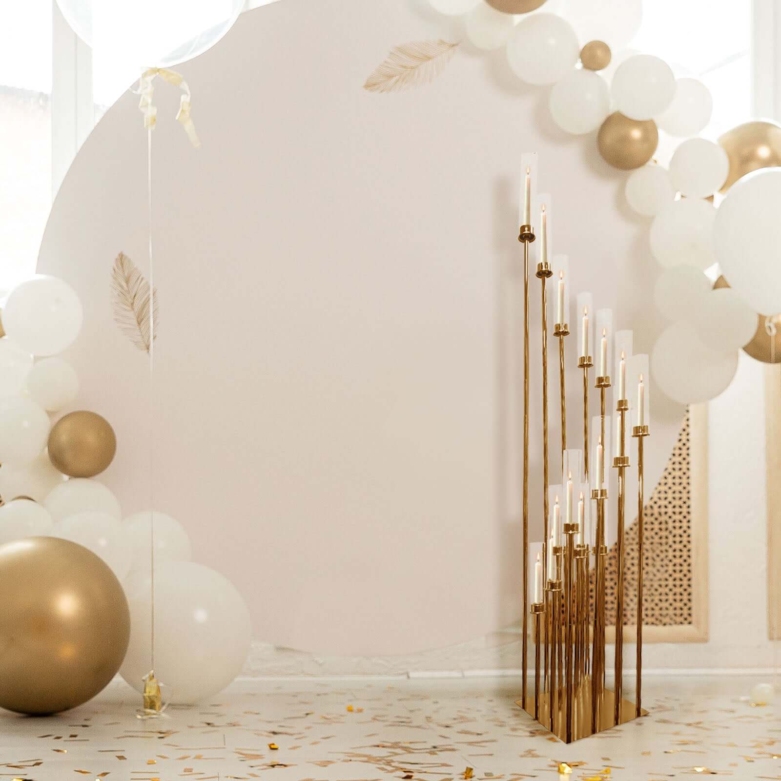 16-Arm Gold Cluster Taper Candle Holder with Clear Glass Shades 78" - Majestic Large Candle Arrangement for Ceremonies - Image 2
