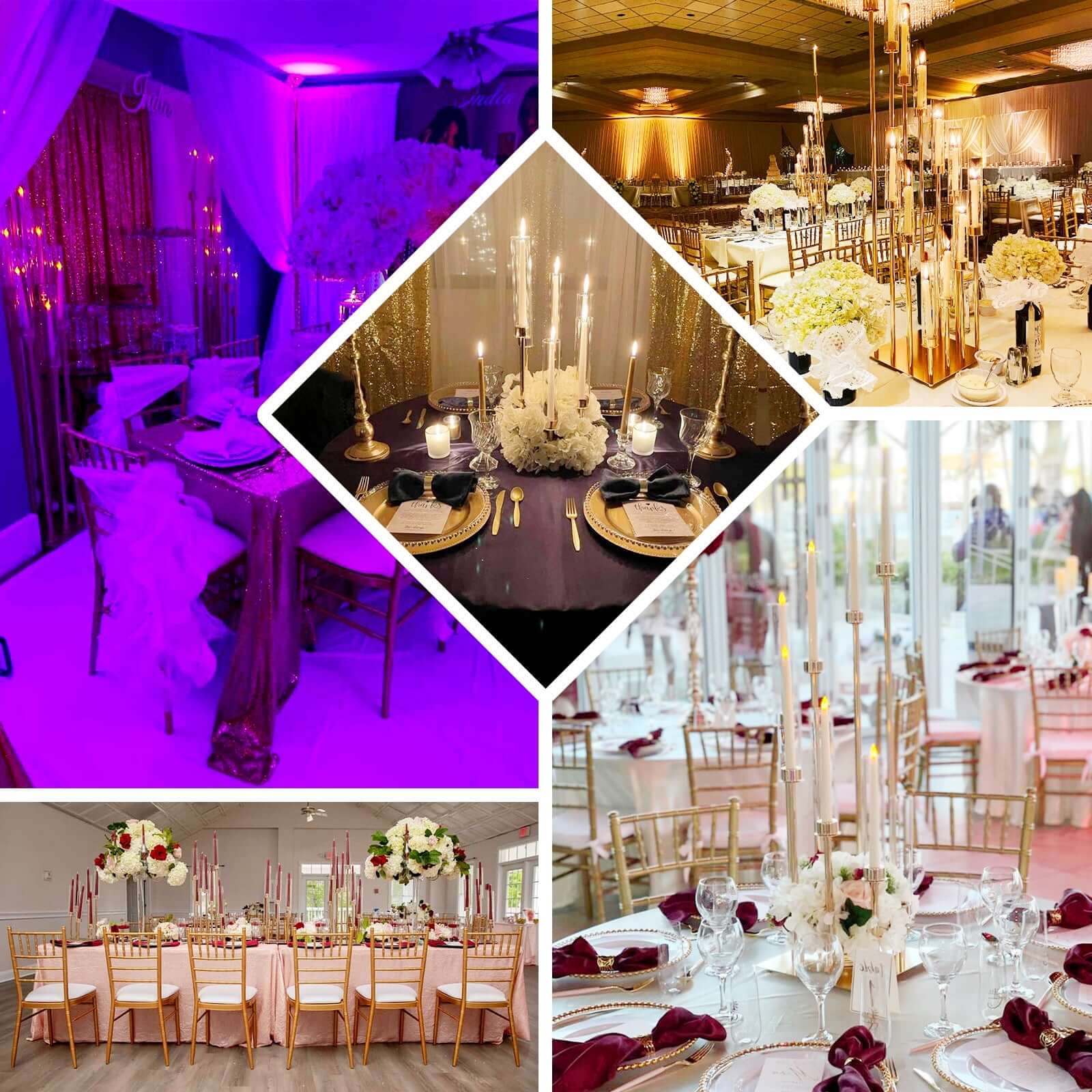 16-Arm Gold Cluster Taper Candle Holder with Clear Glass Shades 78" - Majestic Large Candle Arrangement for Ceremonies - Image 5