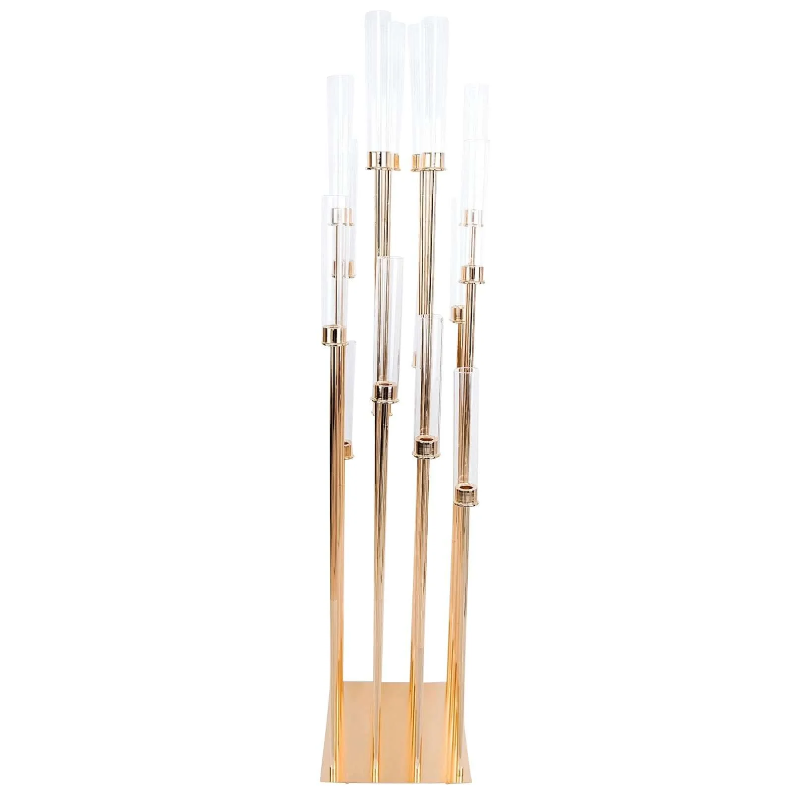 16-Arm Gold Cluster Taper Candle Holder with Clear Glass Shades 78" - Majestic Large Candle Arrangement for Ceremonies - Image 6