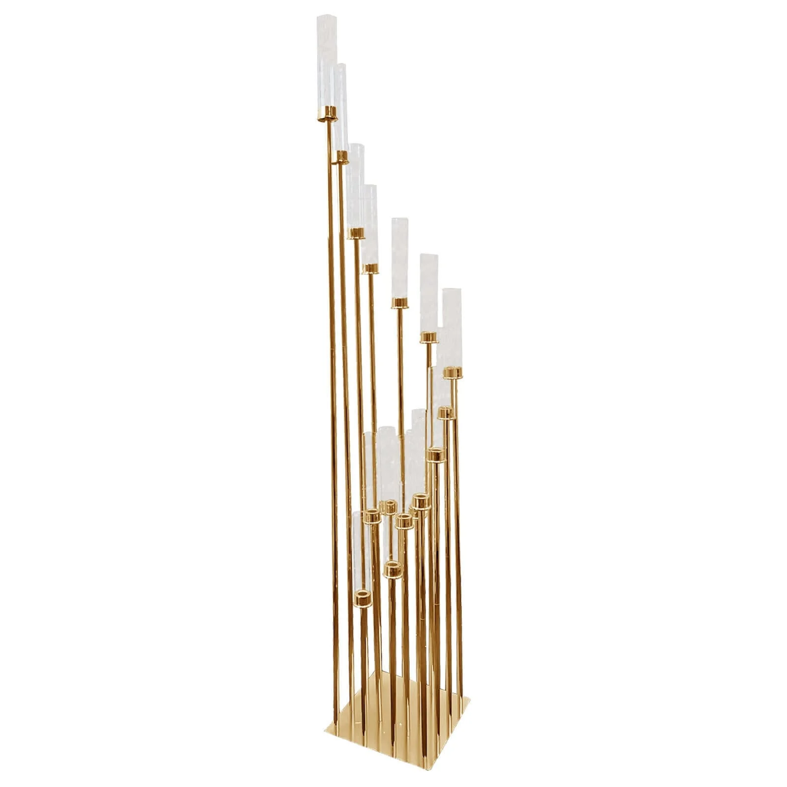 16-Arm Gold Cluster Taper Candle Holder with Clear Glass Shades 78" - Majestic Large Candle Arrangement for Ceremonies - Image 8