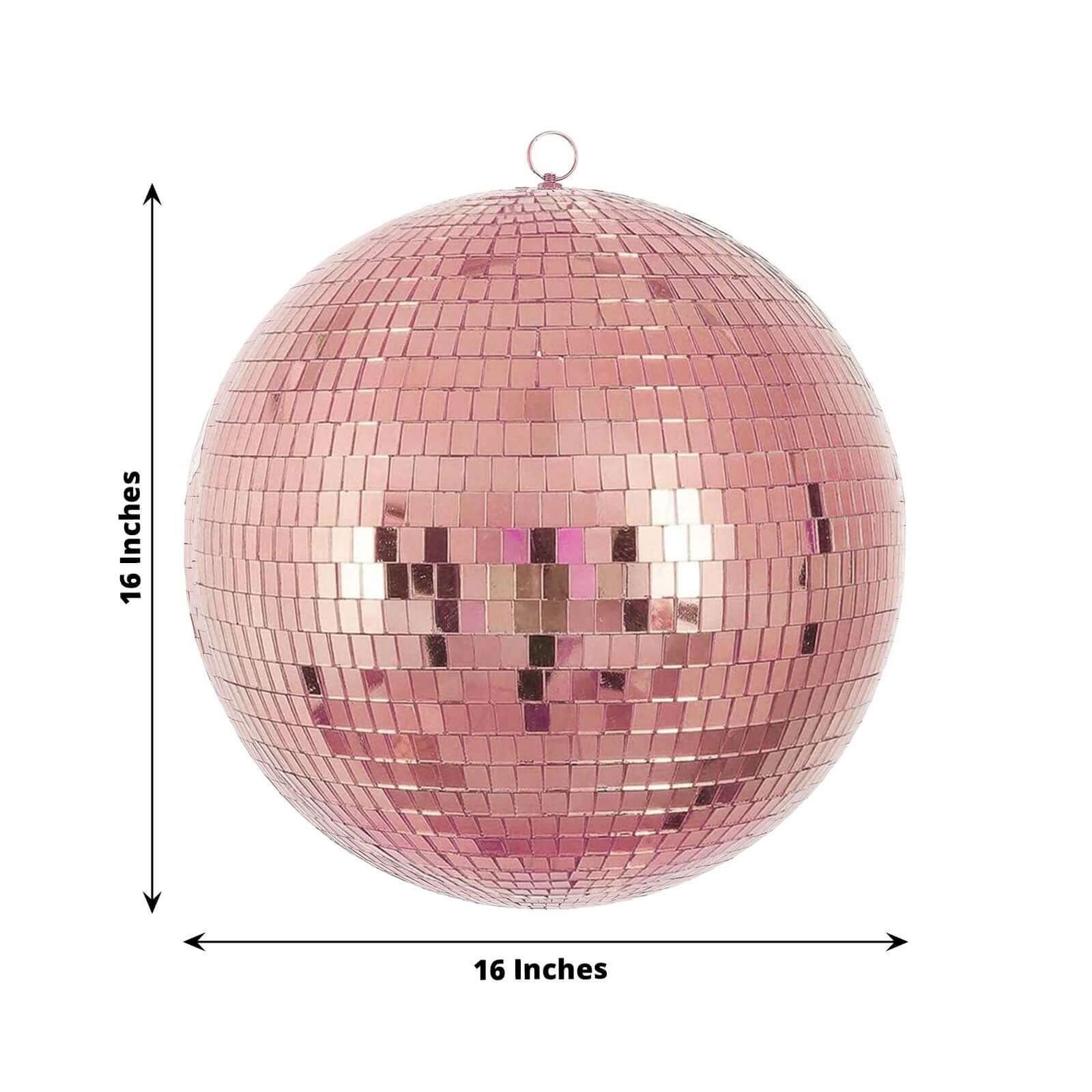 Large Rose Gold Foam Disco Mirror Ball With Hanging Swivel Ring, Holiday Party Decor 16" - Image 2