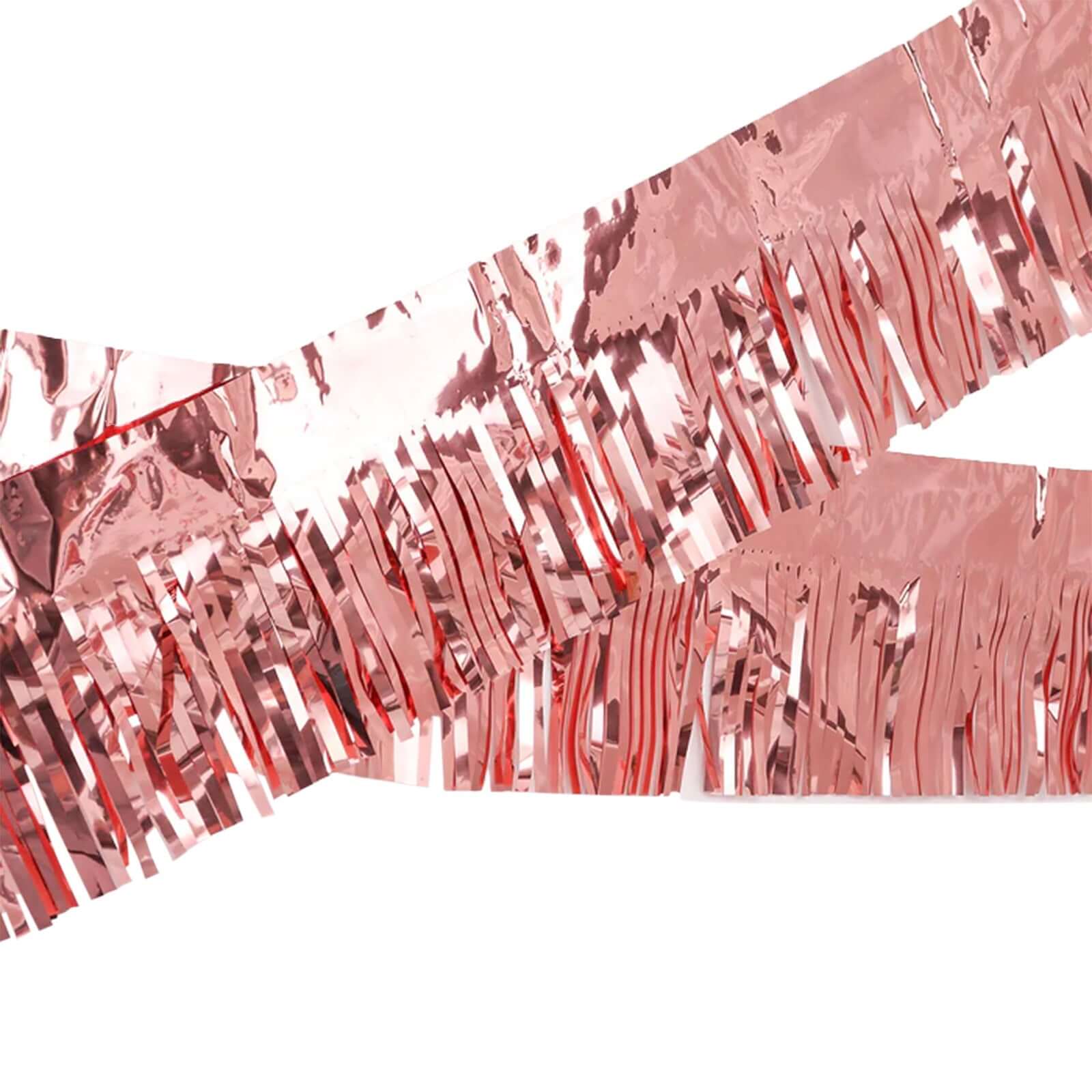 Metallic Rose Gold Foil Tassel Fringe Backdrop Banner, Tinsel Garland Decor 16ft - Image 7