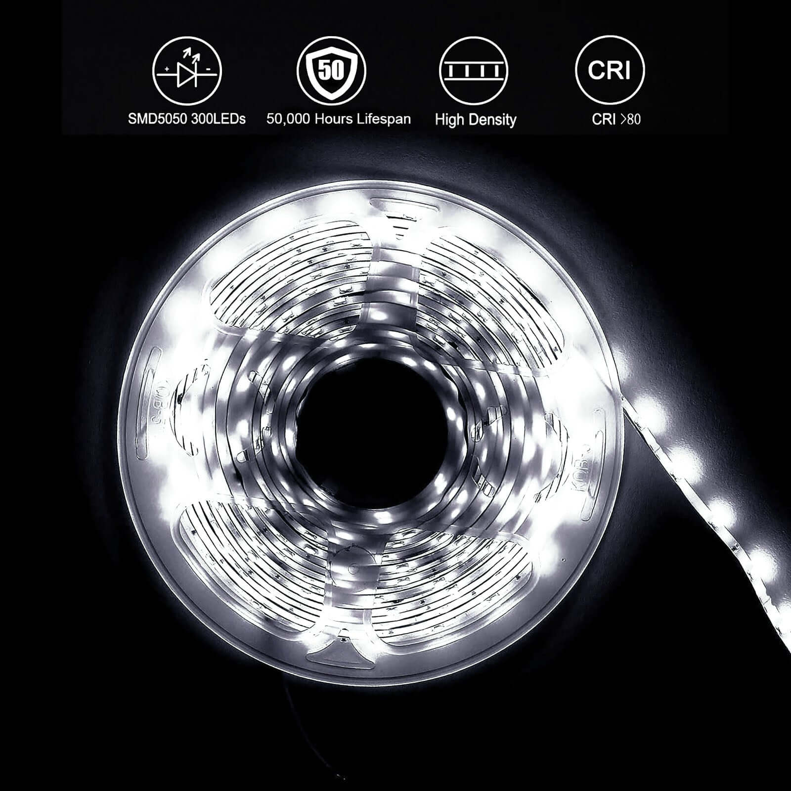 Super Bright Cool White 300 LED Flexible Strip Lights With Adhesive 16ft - Image 5