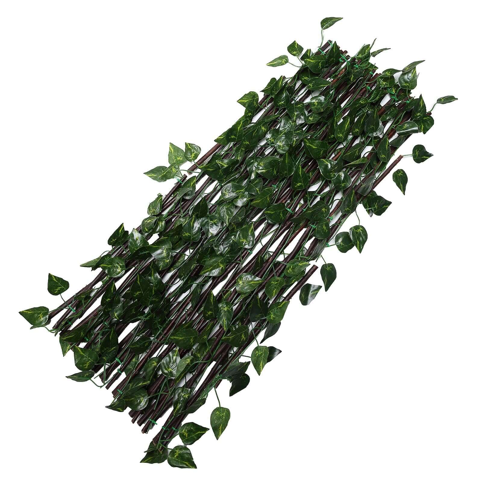 Expandable Wooden Lattice Fence With Artificial Ivy Leaf Trellis Vines, Accordion Backdrop Fencing 17"x95" - Image 6