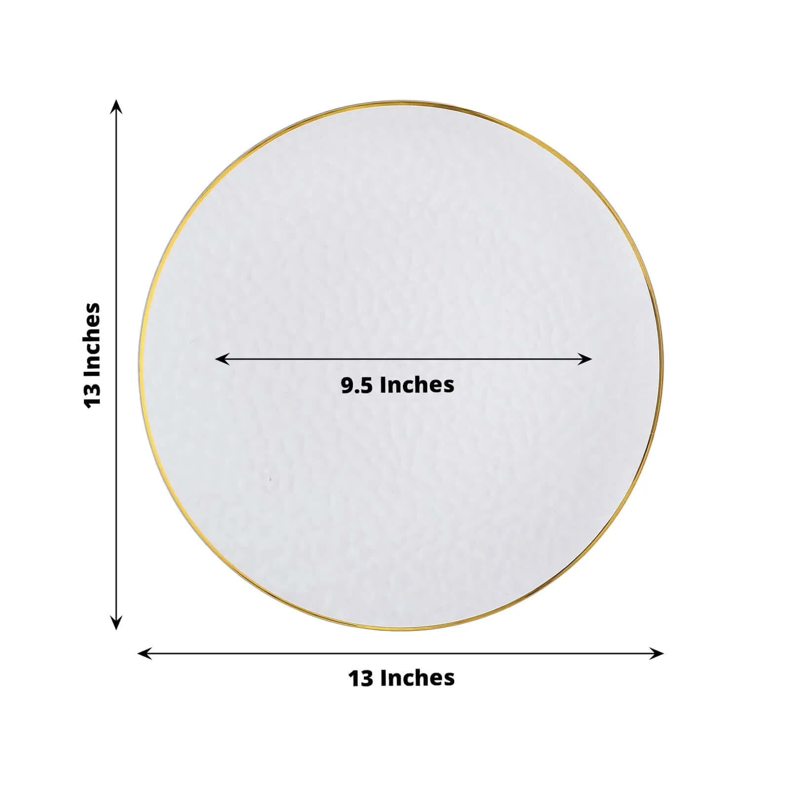 20 Pack Economy Plastic Charger Plates 13" Round Clear Hammered Design with Gold Rim - Event Tableware - Image 3