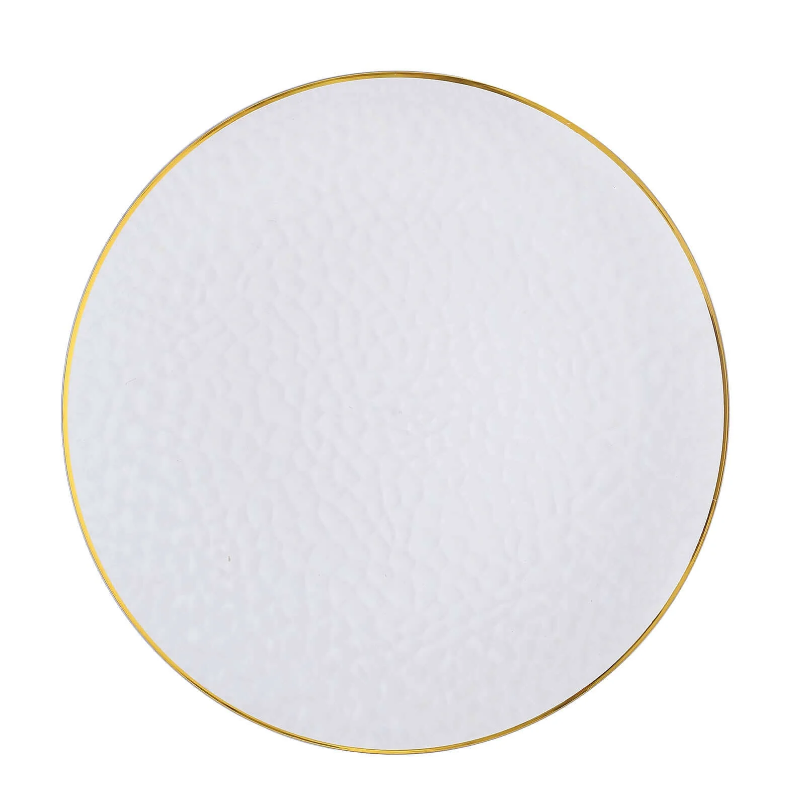 20 Pack Economy Plastic Charger Plates 13" Round Clear Hammered Design with Gold Rim - Event Tableware - Image 7