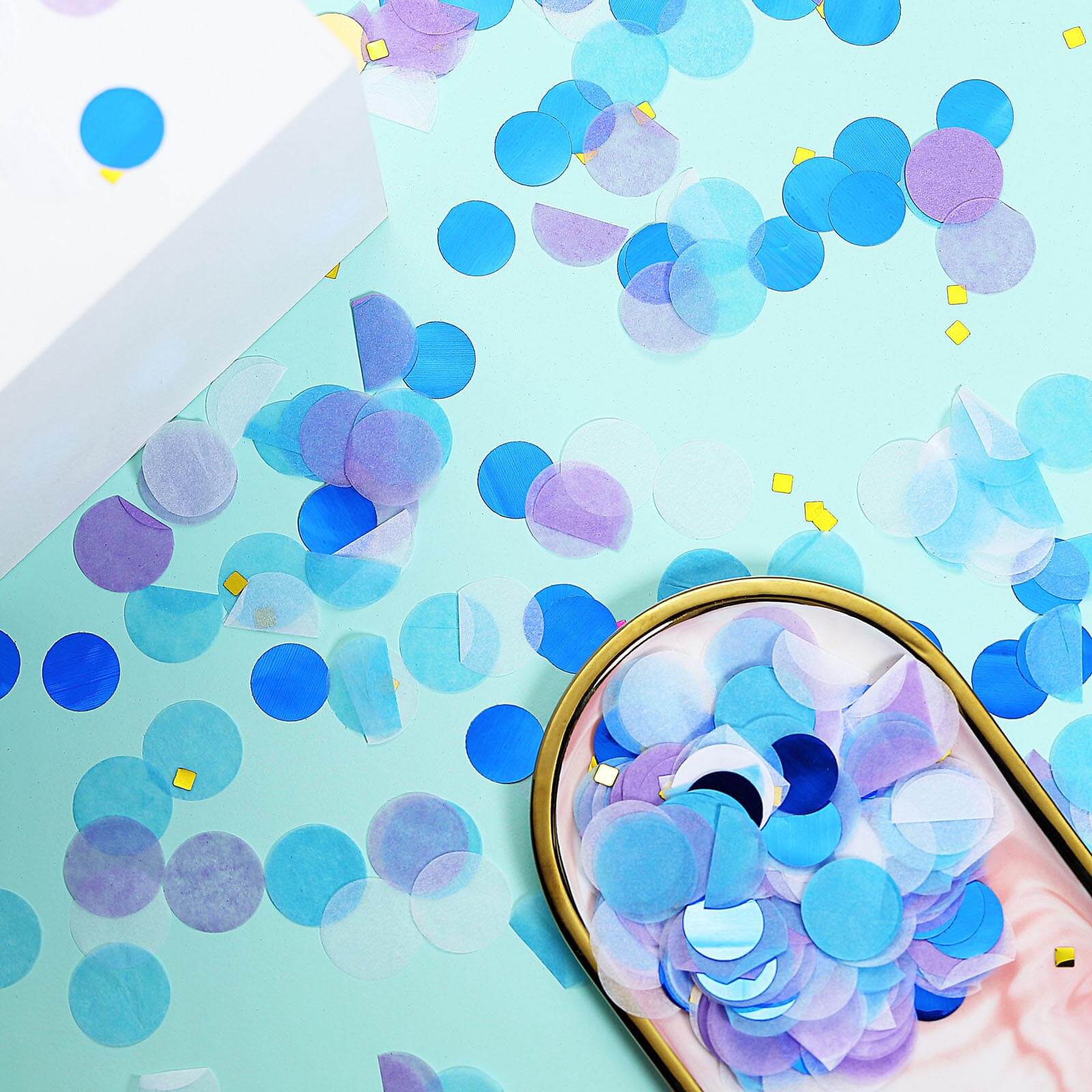 18G Bag Purple Theme Tissue Paper and Foil Table Confetti Mix, Blue, Gold, Purple, Royal Blue, and White Balloon Confetti Decor - Festive Design - Image 6