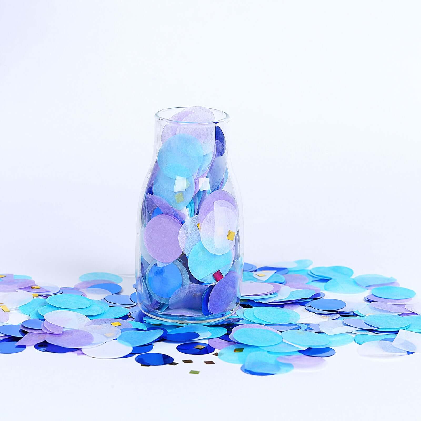 18G Bag Purple Theme Tissue Paper and Foil Table Confetti Mix, Blue, Gold, Purple, Royal Blue, and White Balloon Confetti Decor - Festive Design - Image 9