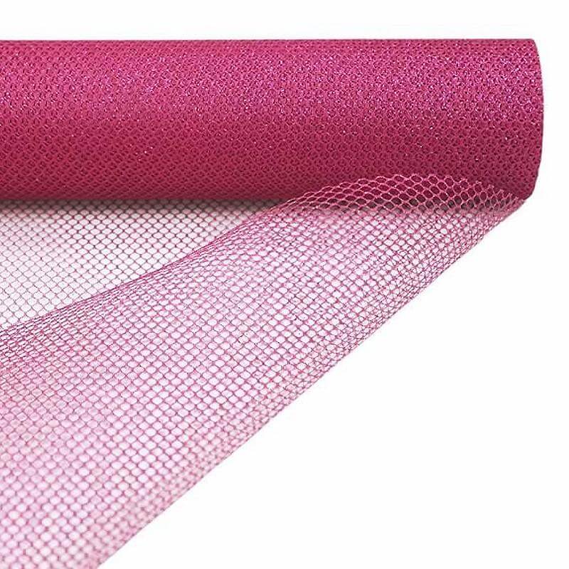 Fuchsia Polyester Hex Deco Mesh Netting Fabric Roll 19"x10 Yards - Image 3