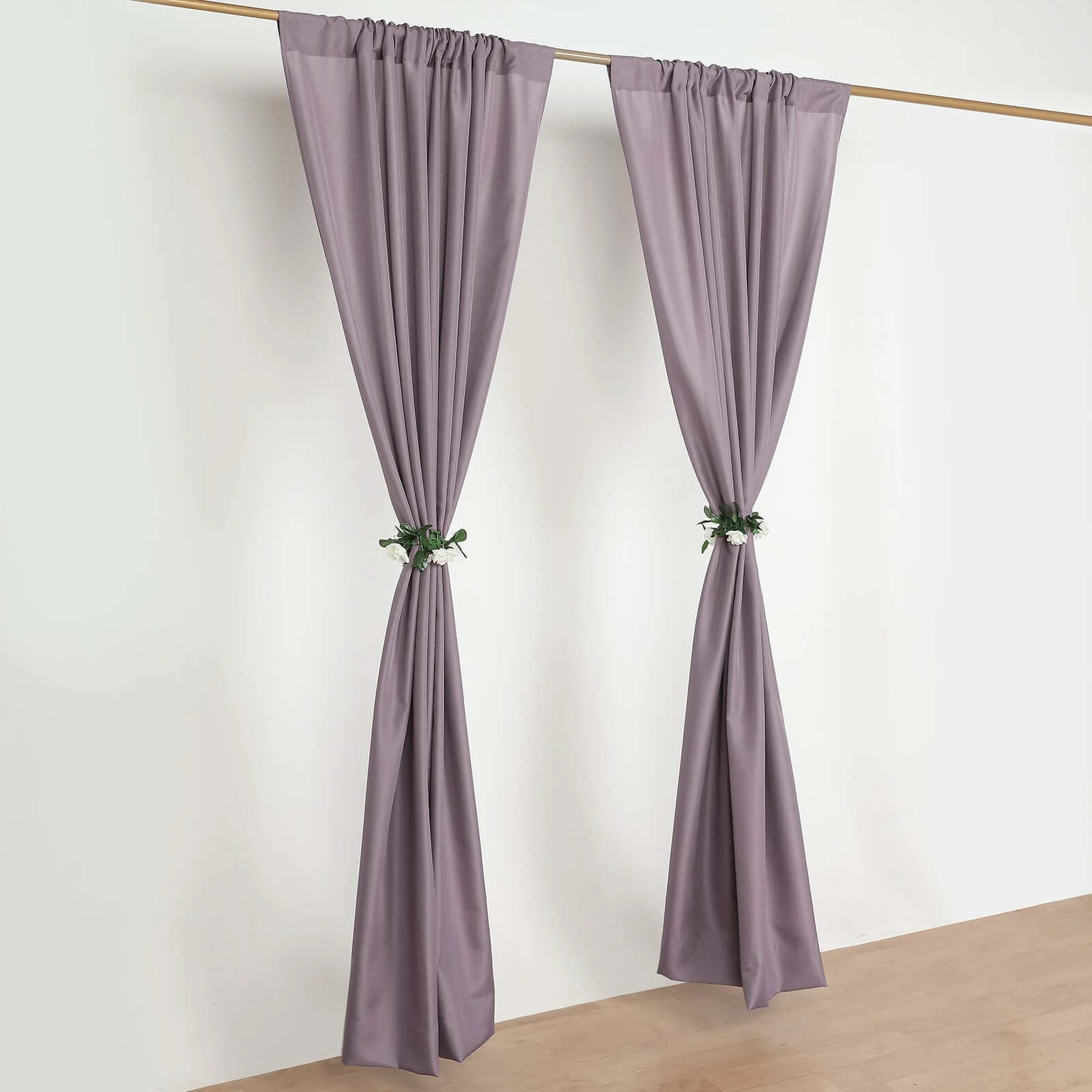 2 Pack 5ftx8ft Violet Amethyst Polyester Backdrop Drape Curtains With Rod Pockets, Event Divider Panels 130GSM - Image 2