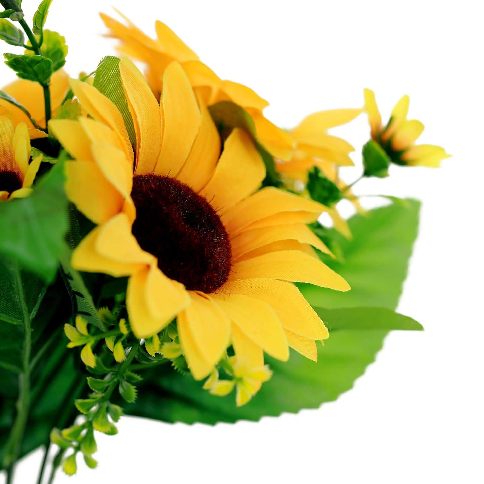 2 Bouquets Yellow Artificial Silk Sunflower Flower Bushes 13" - Image 8
