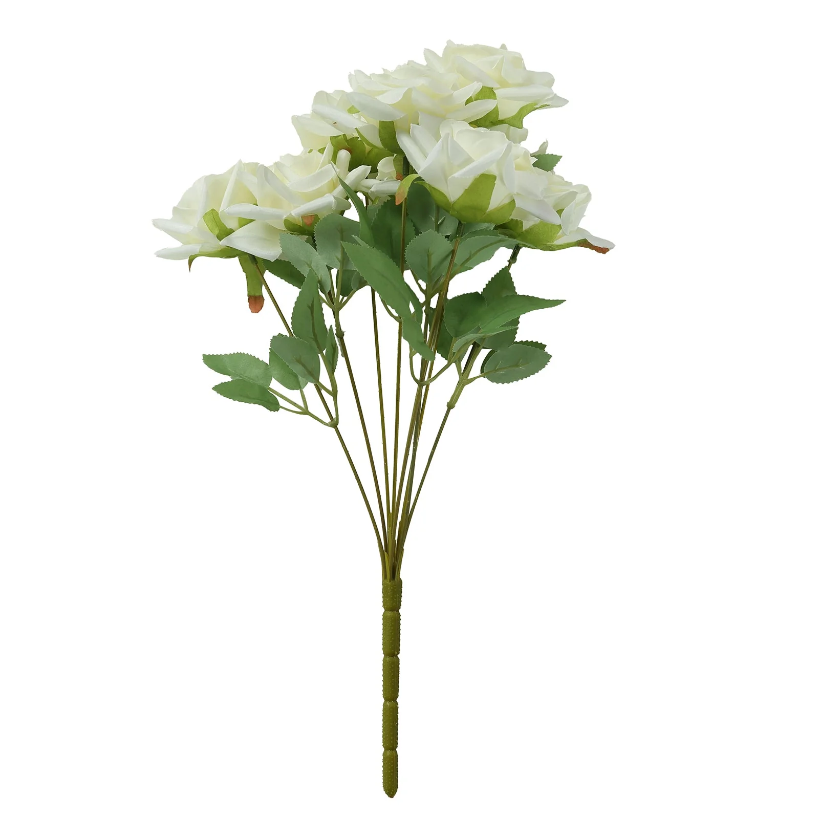 2 Bouquets Ivory Real Touch Artificial Silk Rose Flower Bushes 17" - Image 6