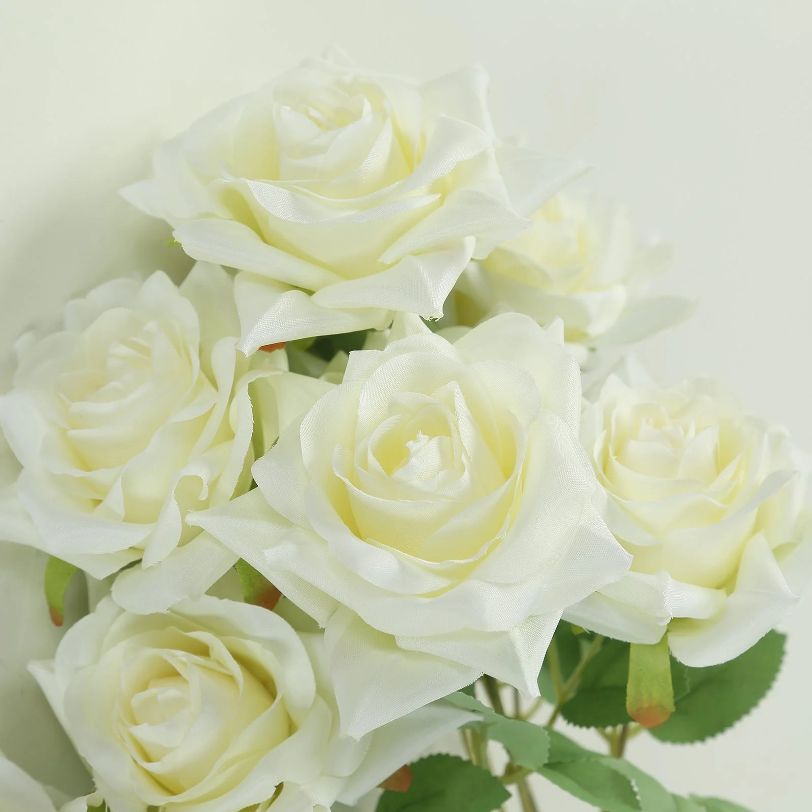 2 Bouquets Ivory Real Touch Artificial Silk Rose Flower Bushes 17" - Image 8