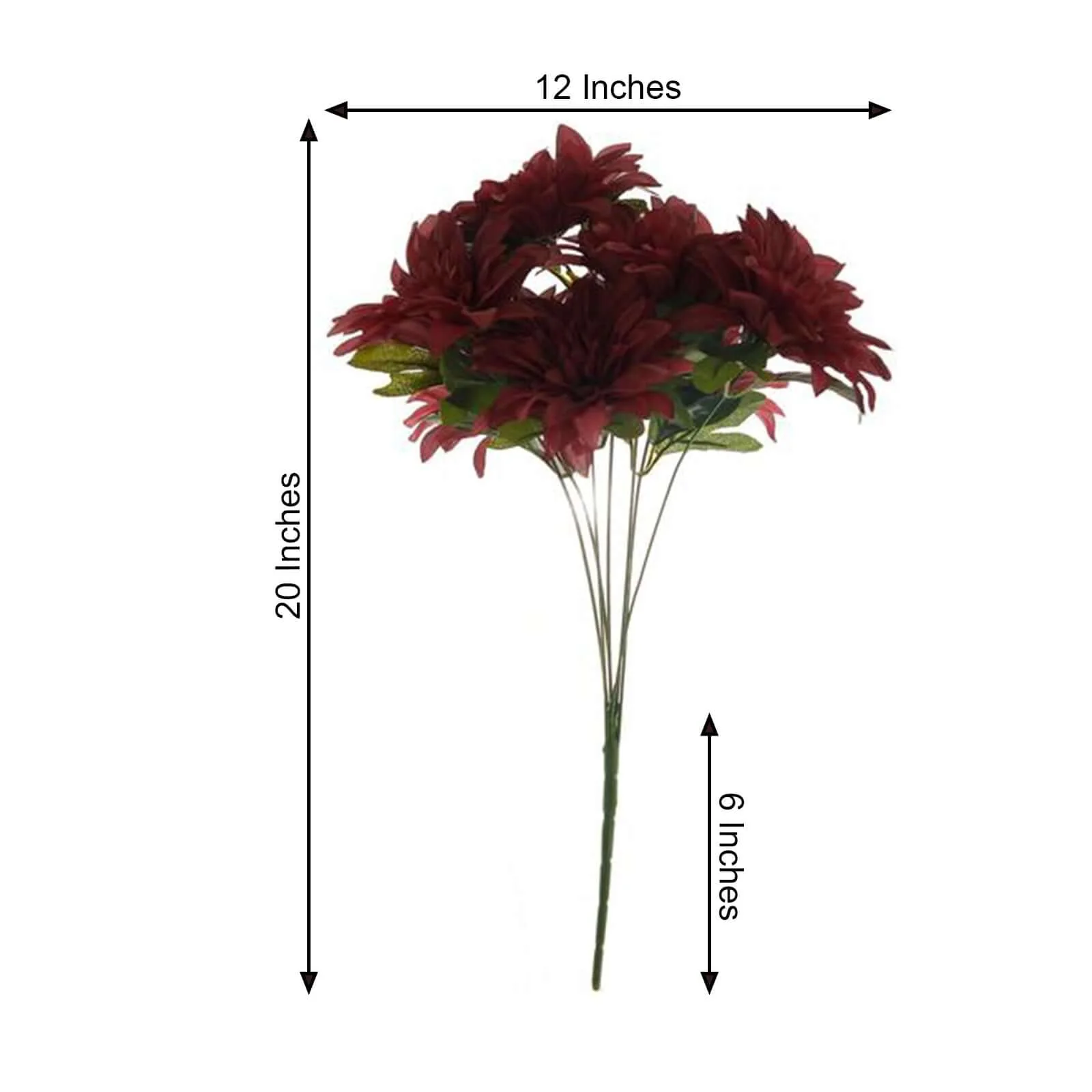 2 Bouquets Burgundy Artificial Silk Dahlia Flower Spray Bushes 20" - Image 3