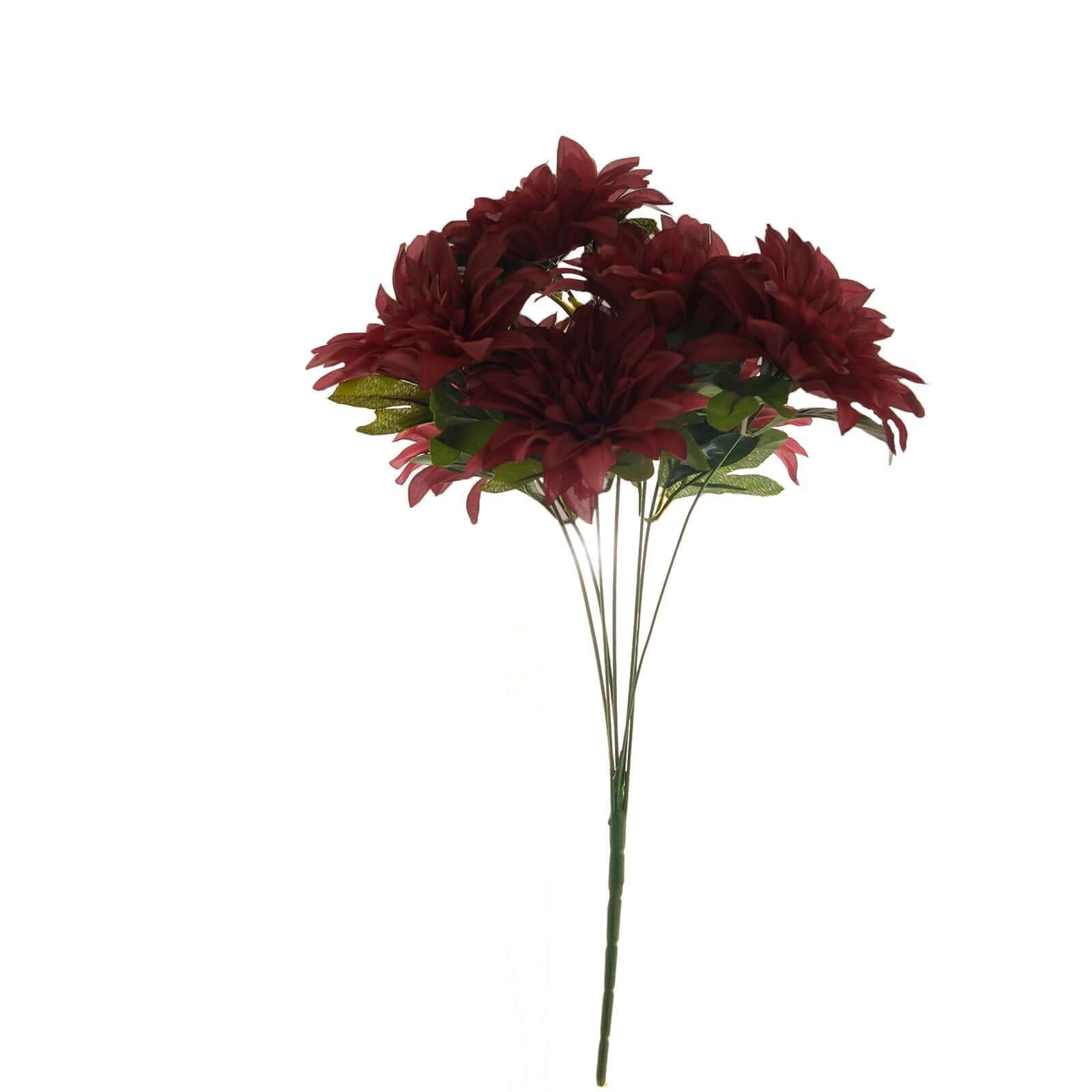 2 Bouquets Burgundy Artificial Silk Dahlia Flower Spray Bushes 20" - Image 7