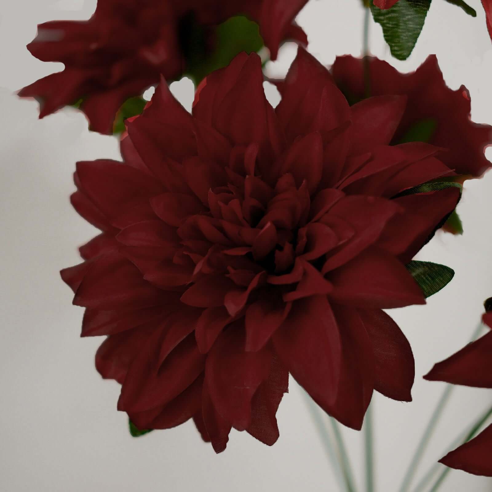 2 Bouquets Burgundy Artificial Silk Dahlia Flower Spray Bushes 20" - Image 8