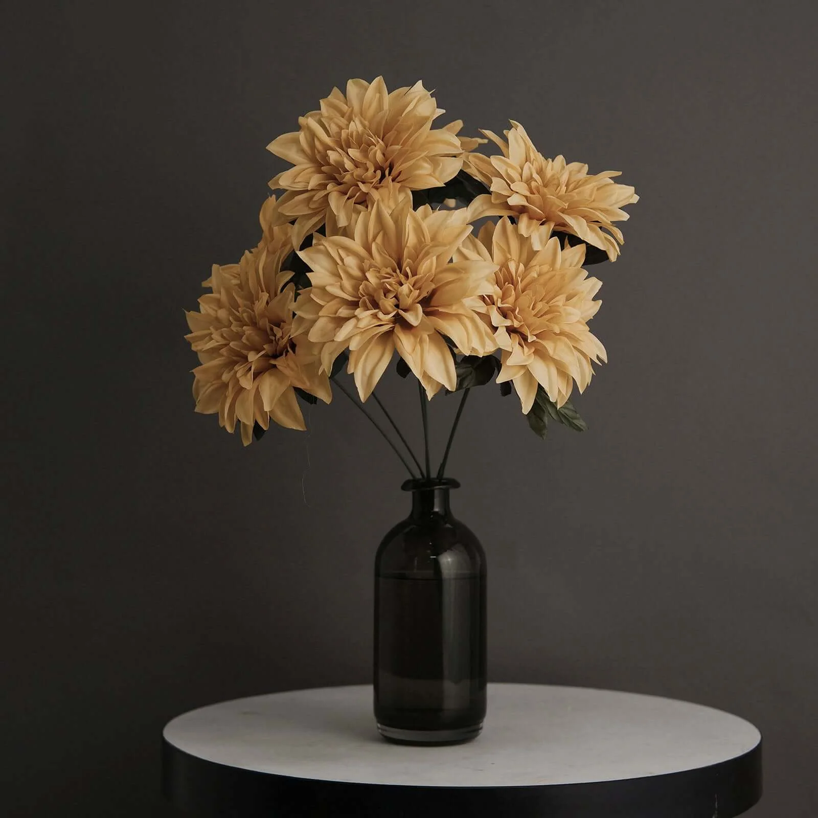 2 Bouquets Champagne Artificial Silk Dahlia Flower Spray Bushes 20" - Image 2